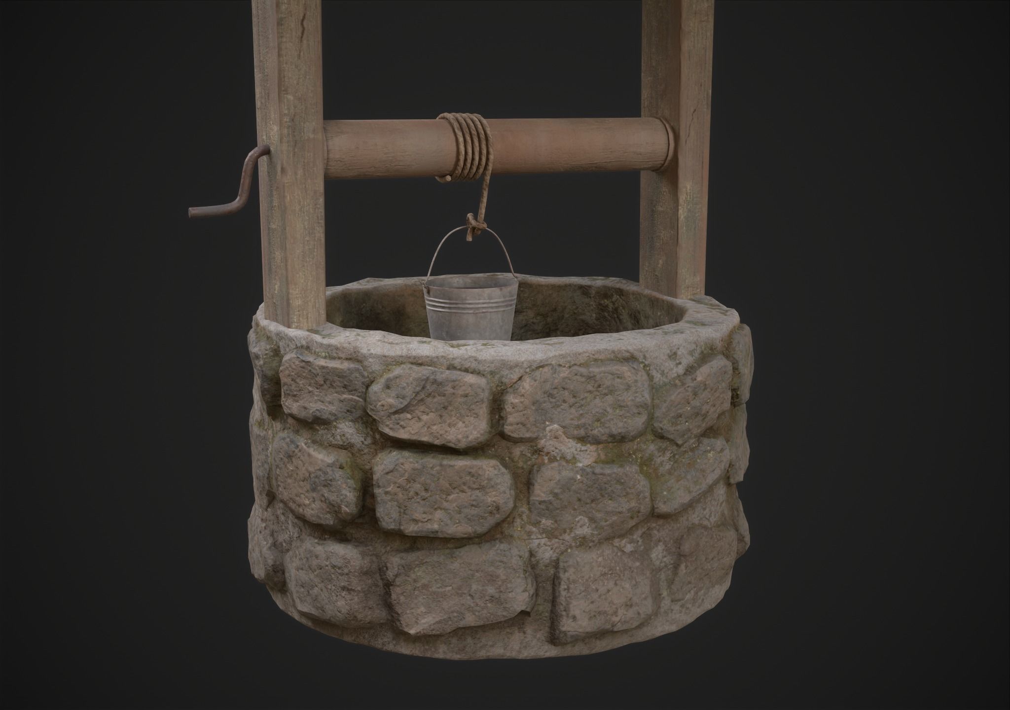 Water Well Low-poly 3D model_3