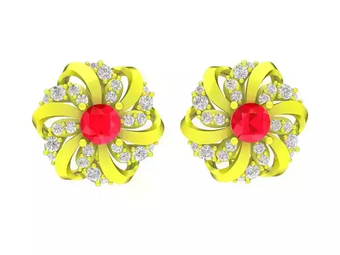 5790 flower diamond earrings 