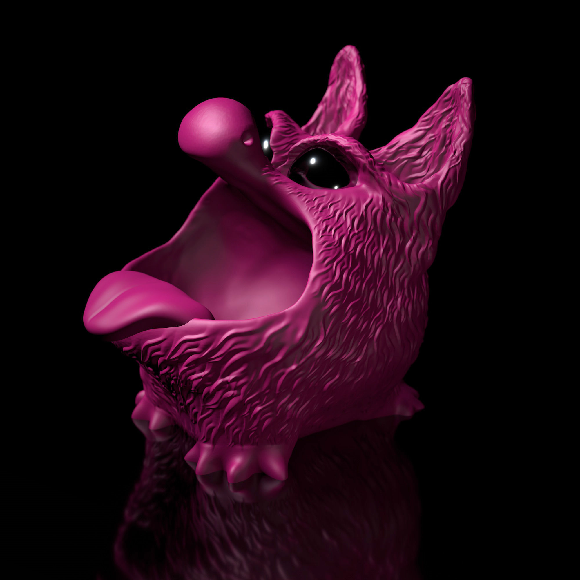 Bluffy with Tongue  Fur  as STL 3D Printing Model 3D print model_7