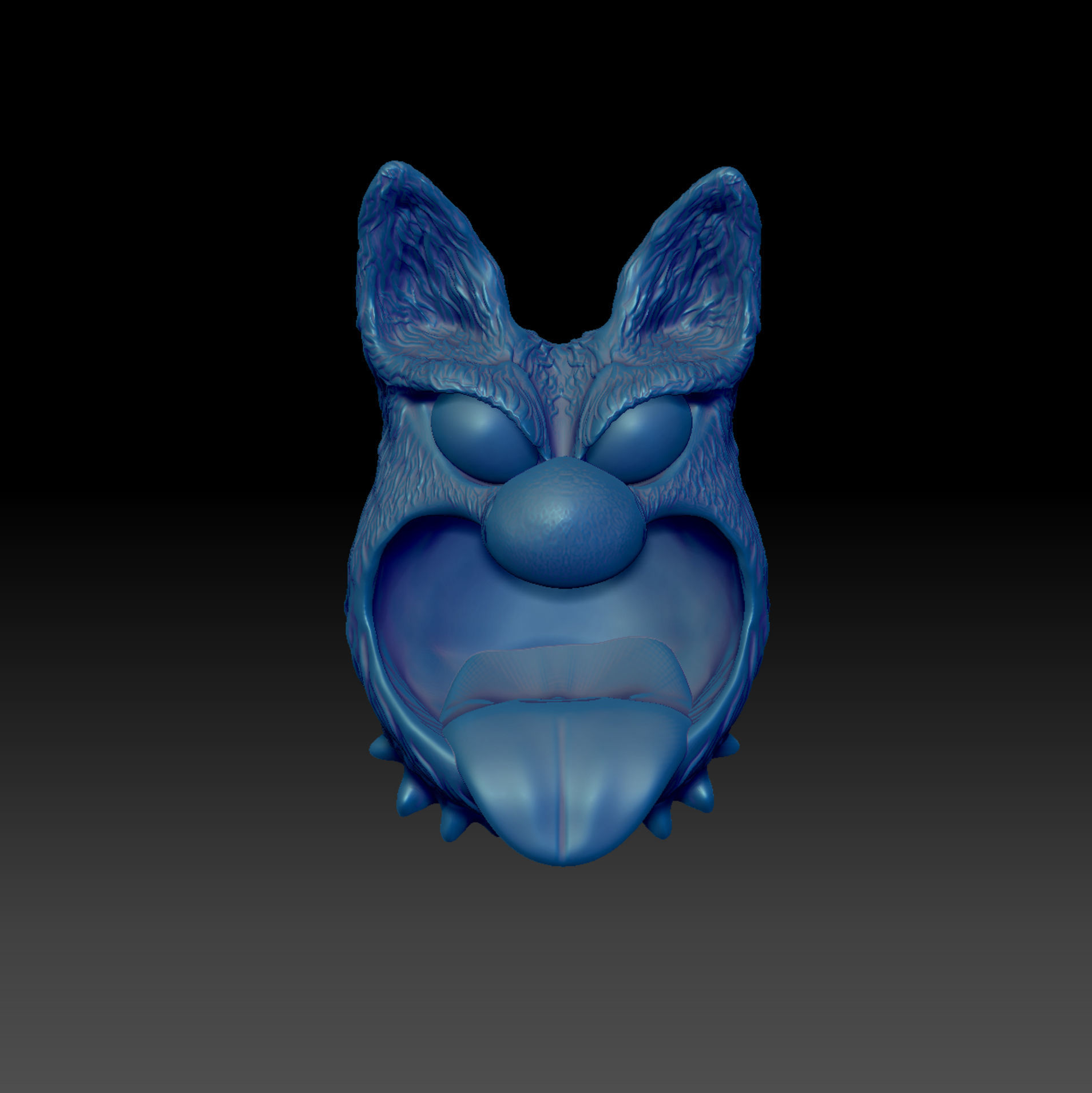 Bluffy with Tongue  Fur  as STL 3D Printing Model 3D print model_20
