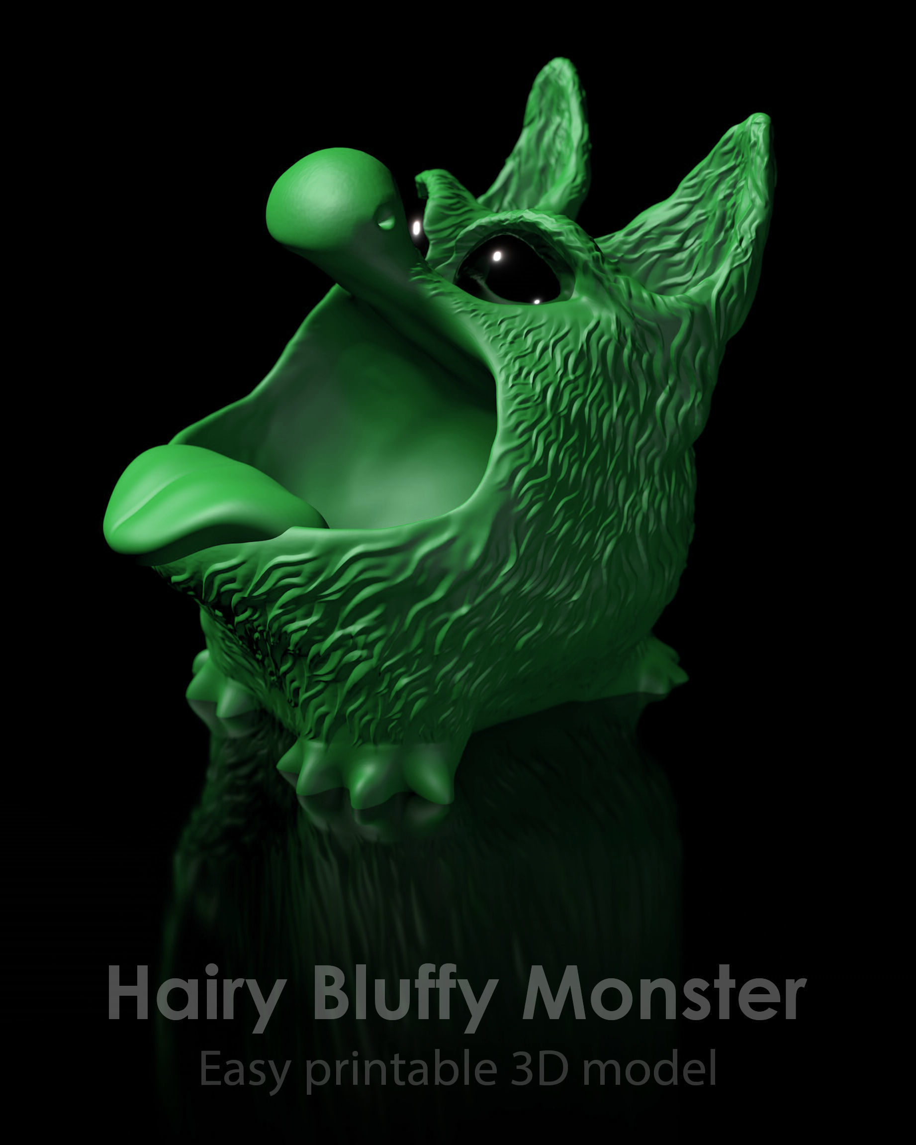 Bluffy with Tongue  Fur  as STL 3D Printing Model 3D print model_13