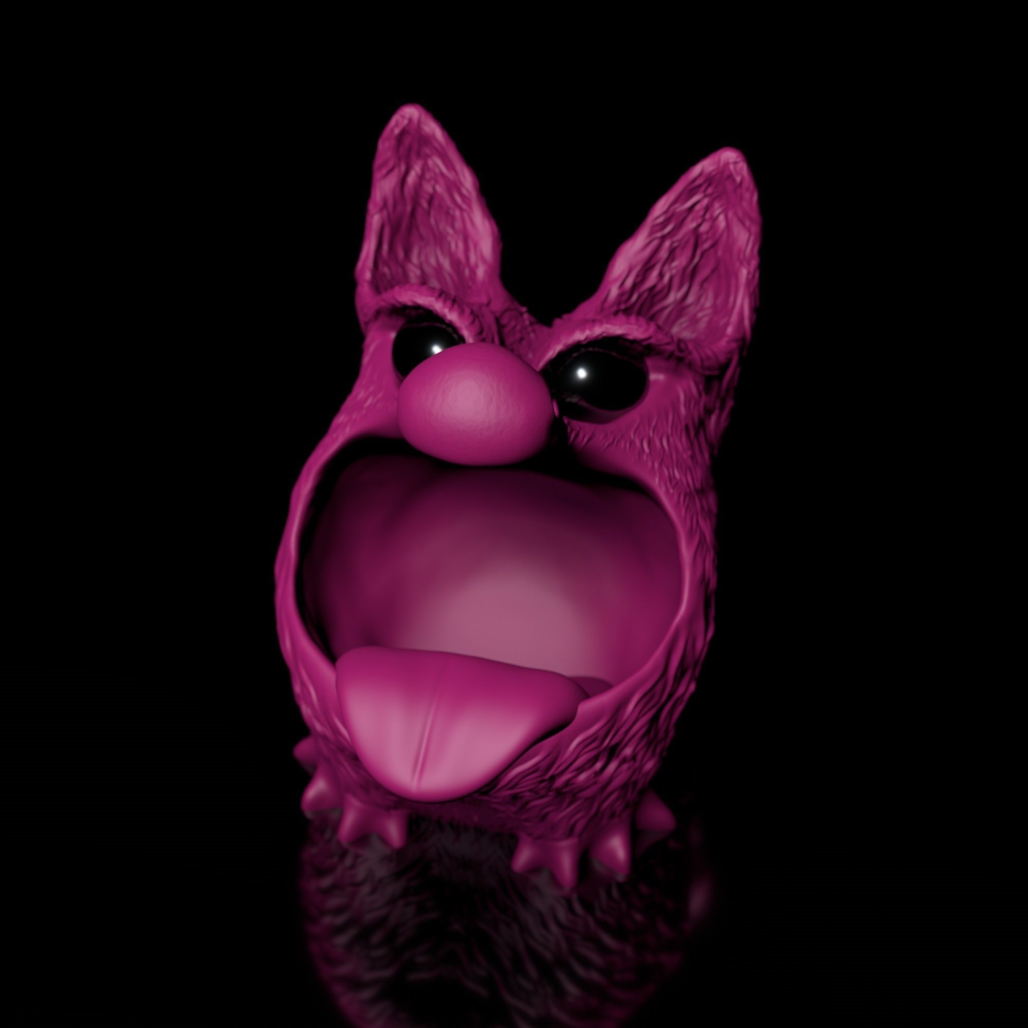 Bluffy with Tongue  Fur  as STL 3D Printing Model 3D print model_4