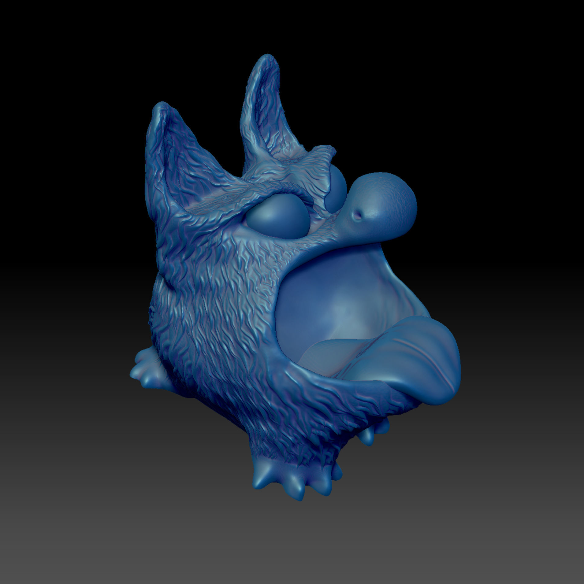 Bluffy with Tongue  Fur  as STL 3D Printing Model 3D print model_18