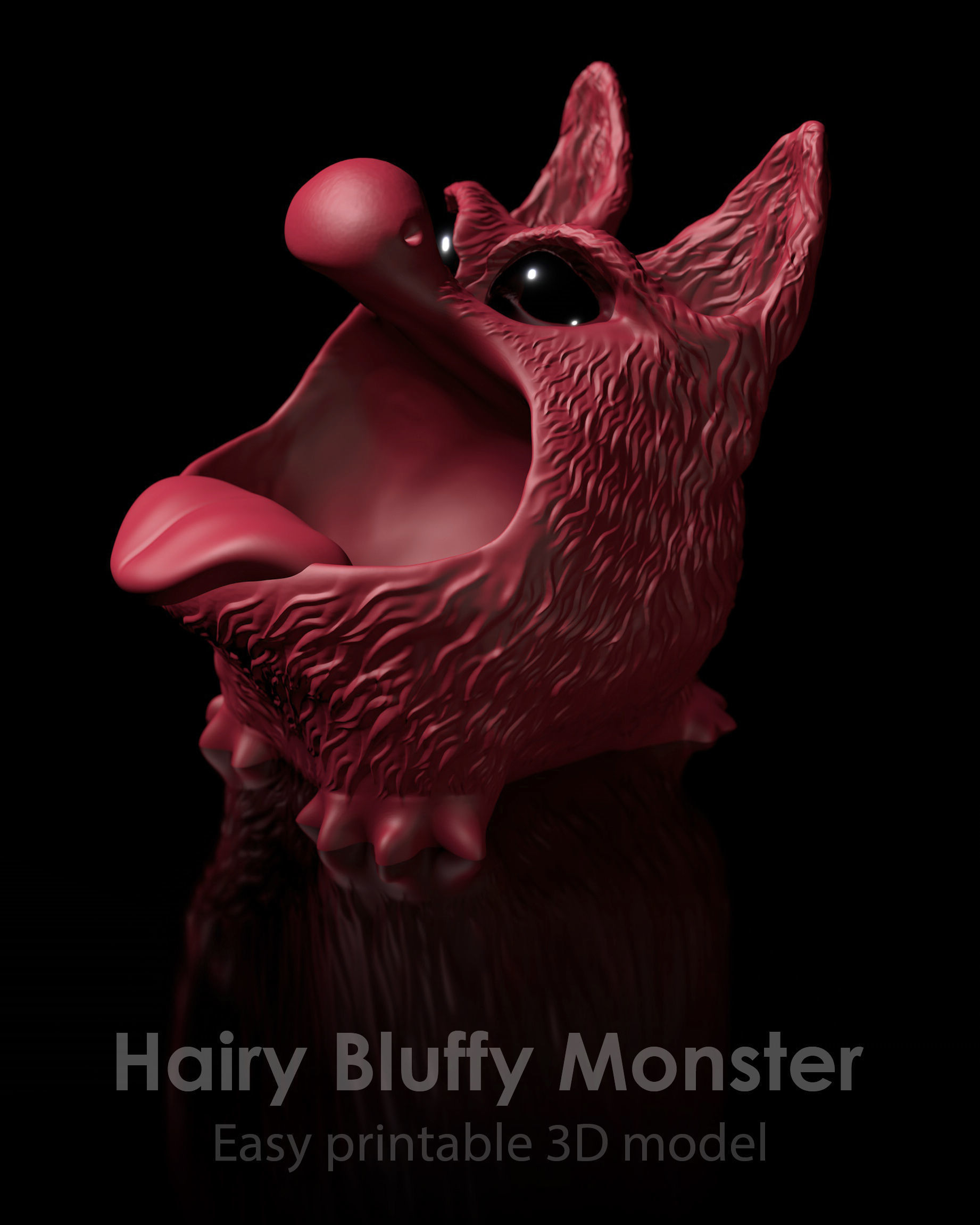 Bluffy with Tongue  Fur  as STL 3D Printing Model 3D print model_15