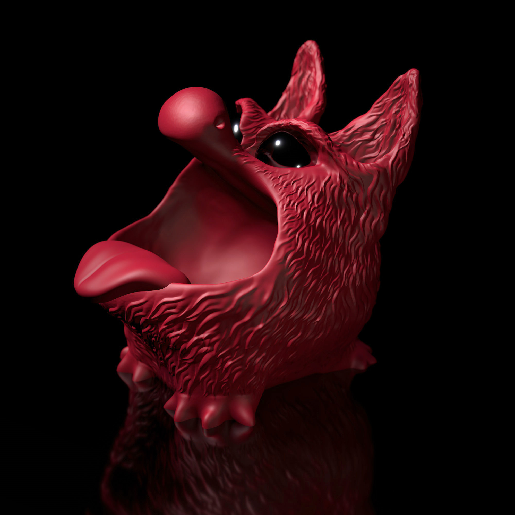 Bluffy with Tongue  Fur  as STL 3D Printing Model 3D print model_9