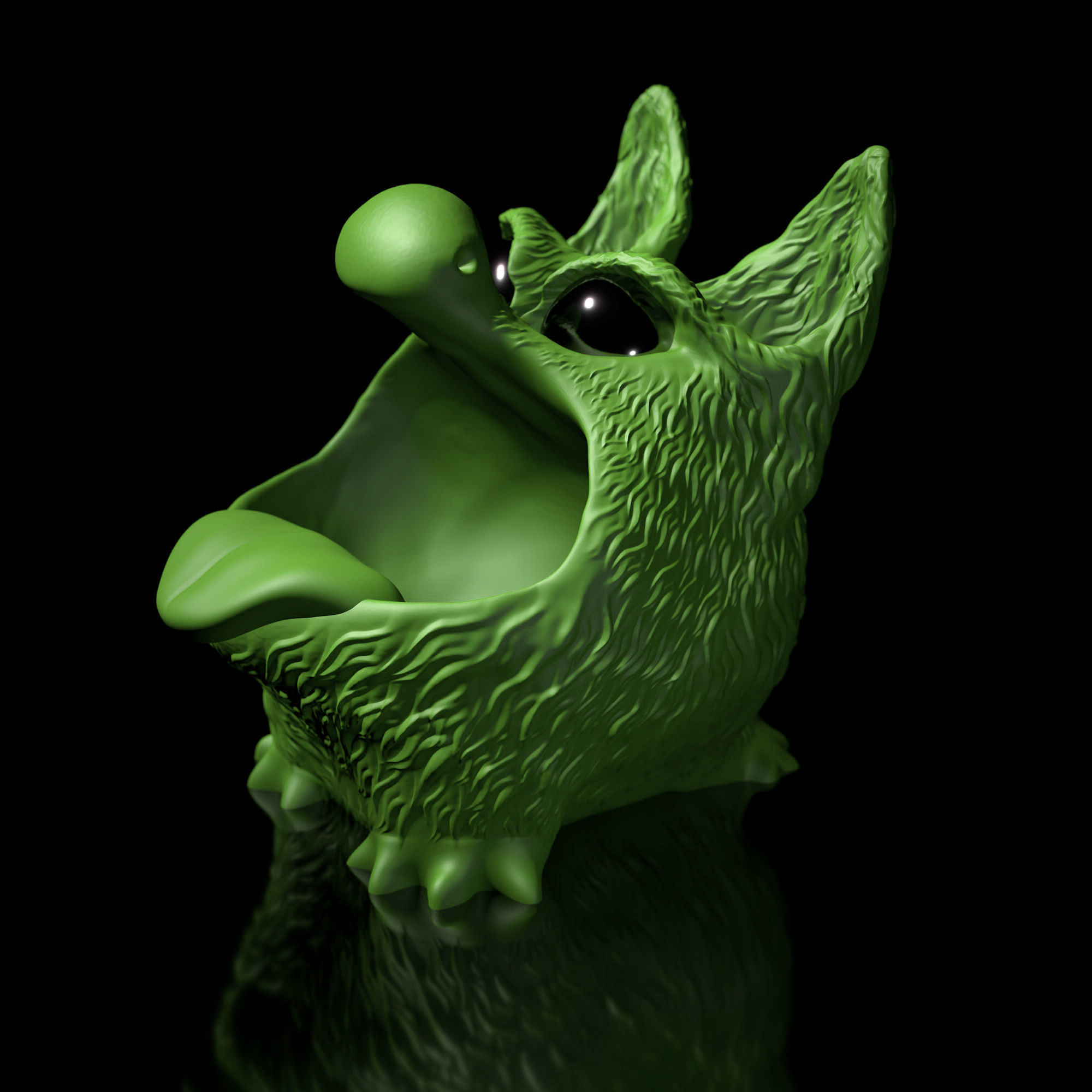 Bluffy with Tongue  Fur  as STL 3D Printing Model 3D print model_6