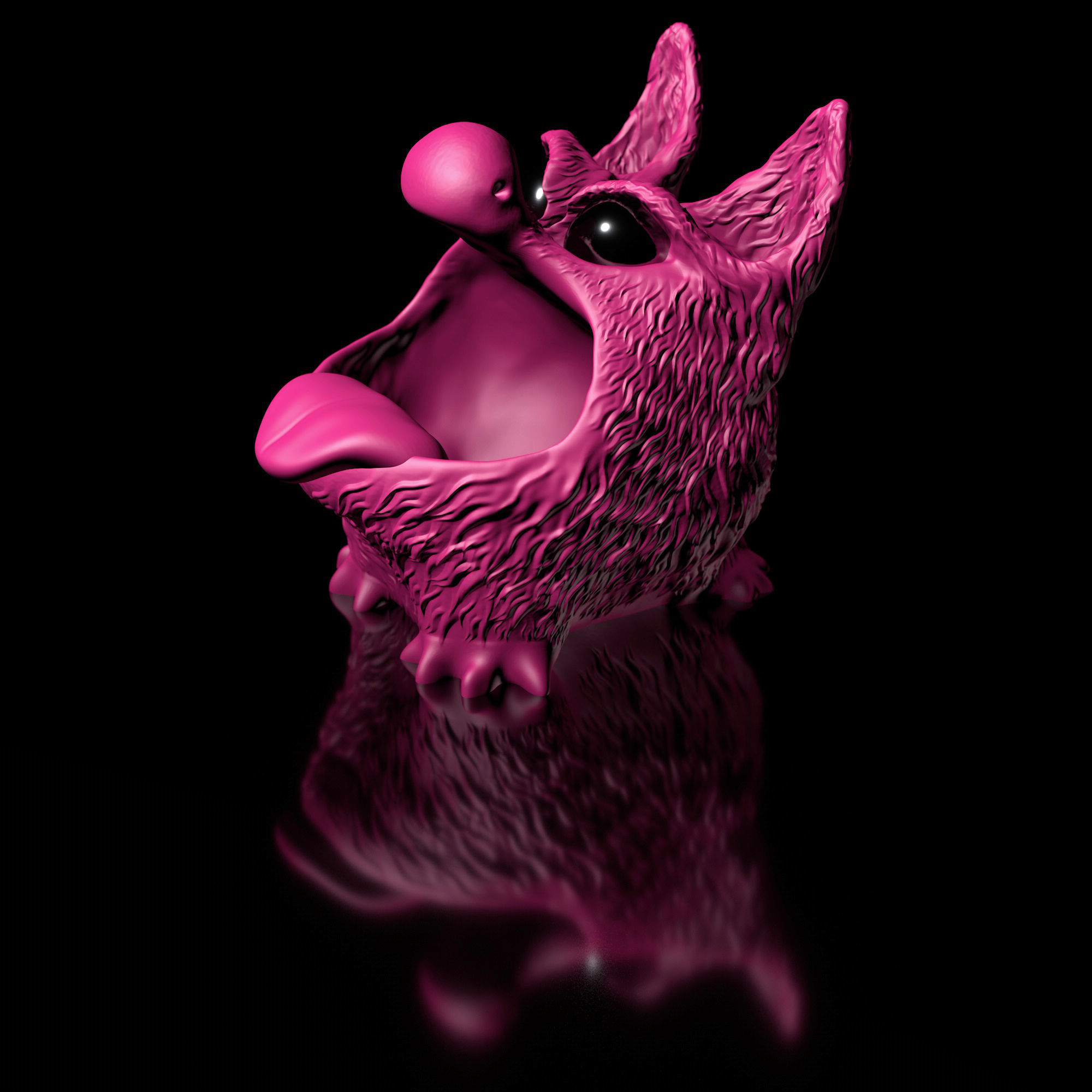 Bluffy with Tongue  Fur  as STL 3D Printing Model 3D print model_1