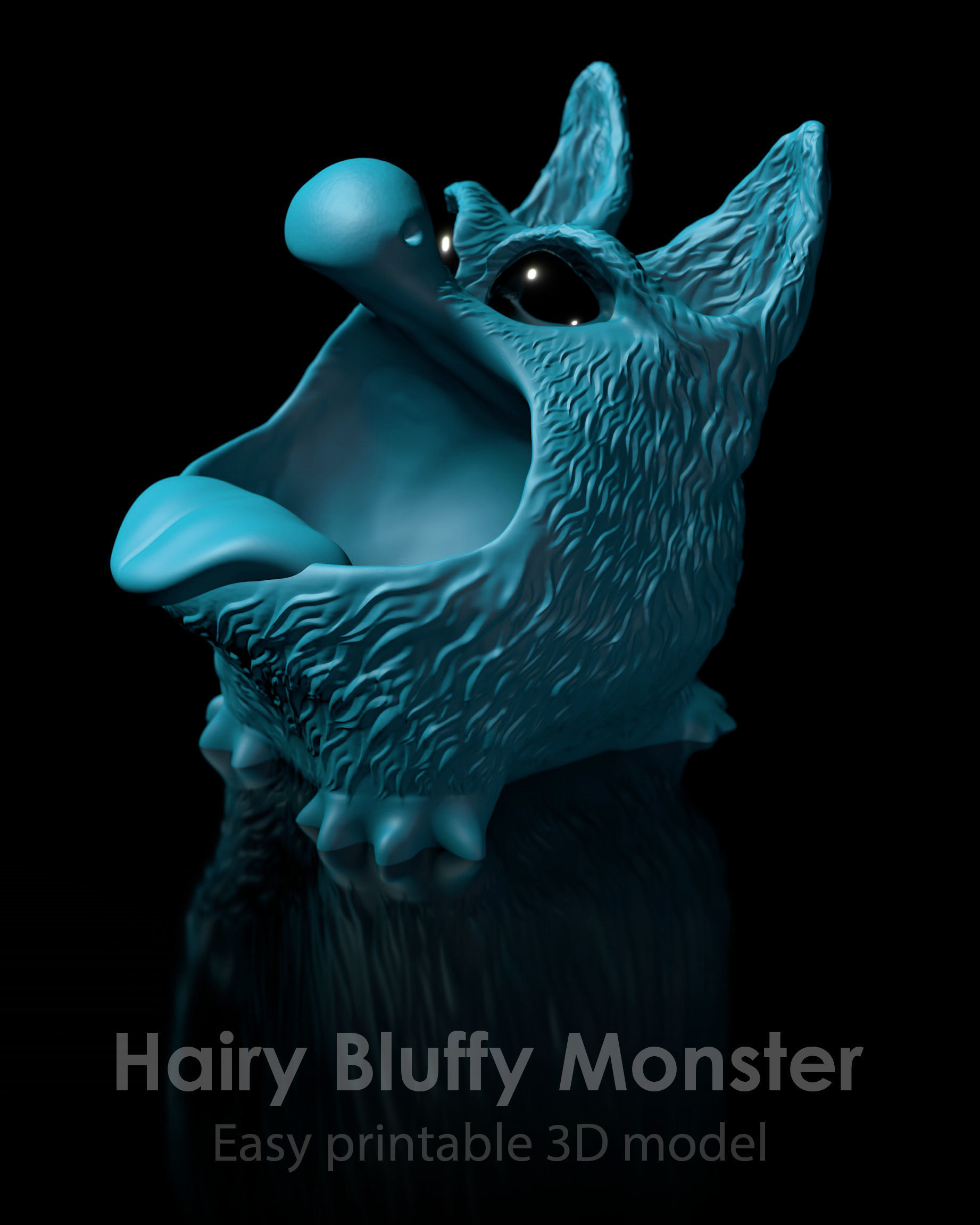 Bluffy with Tongue  Fur  as STL 3D Printing Model 3D print model_14