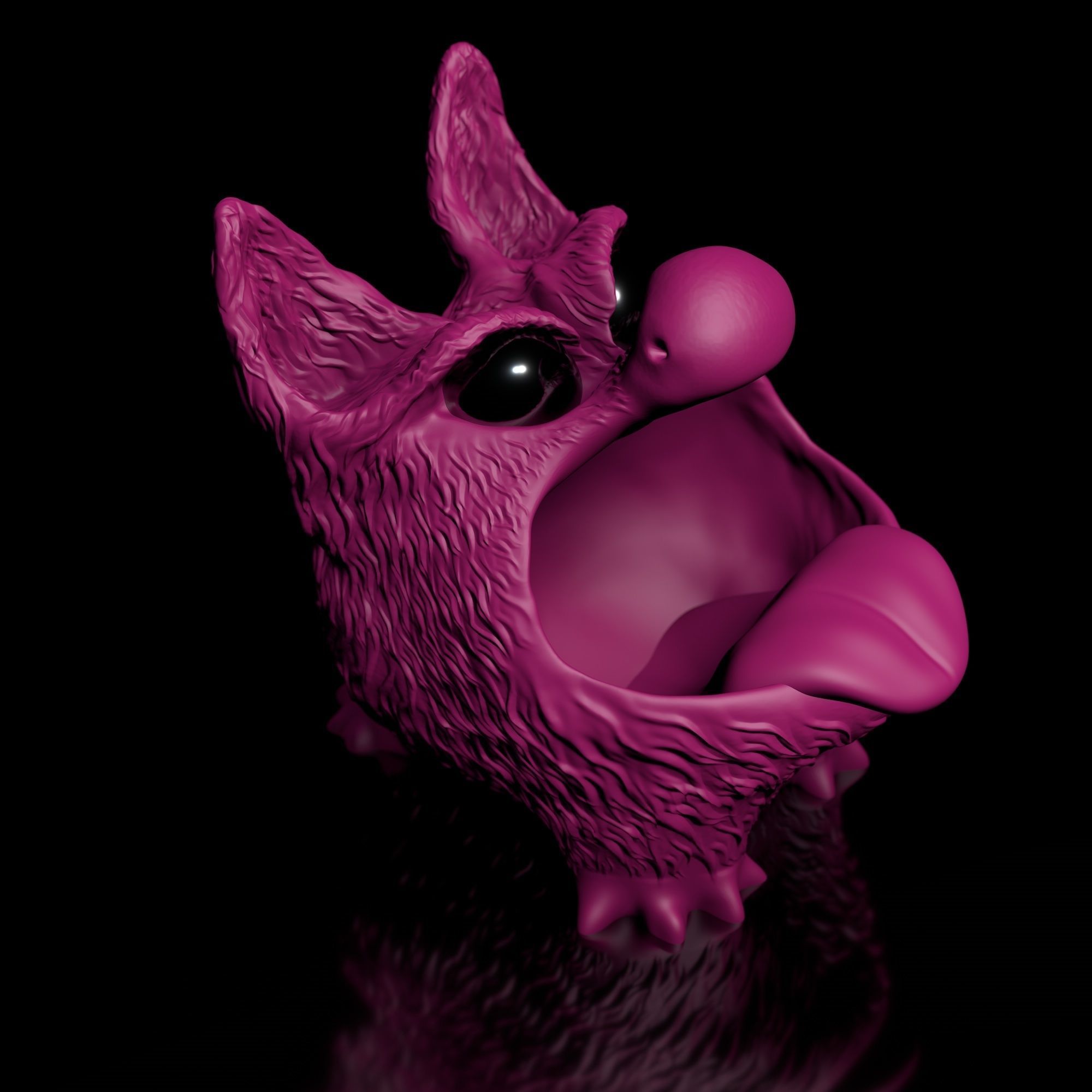 Bluffy with Tongue  Fur  as STL 3D Printing Model 3D print model_3