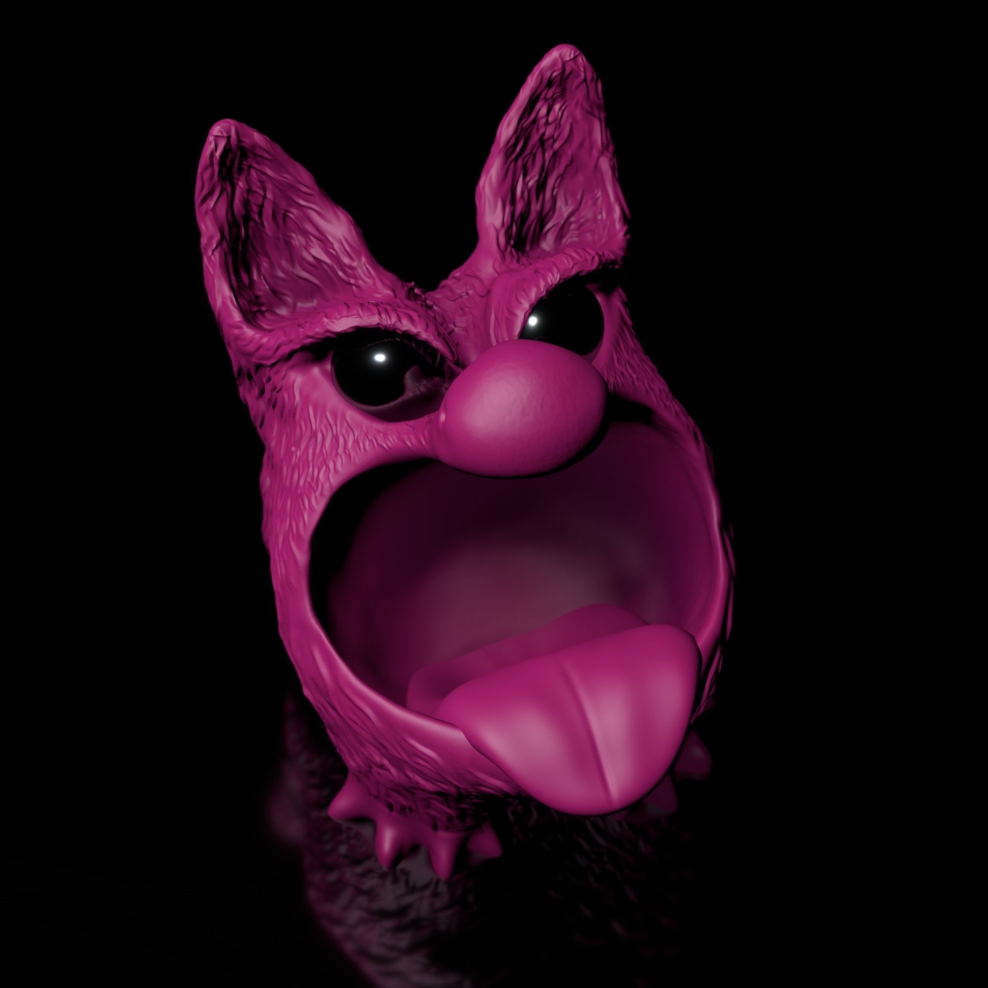Bluffy with Tongue  Fur  as STL 3D Printing Model 3D print model_2