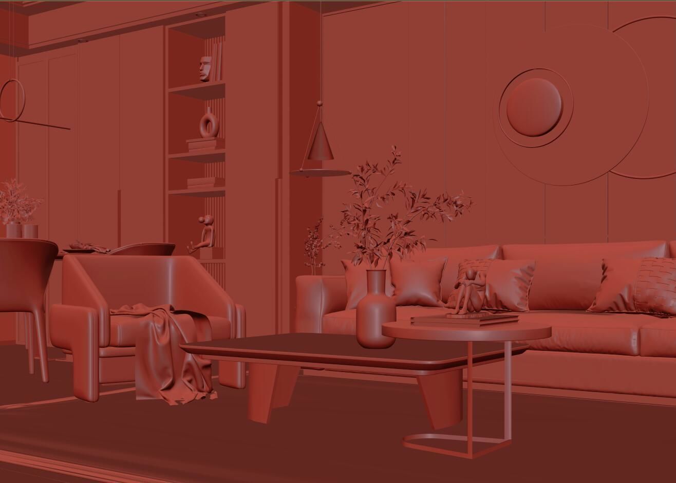 living room 3D model_5