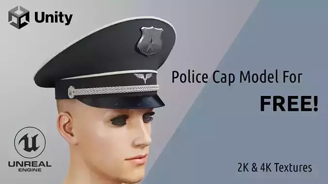 Police Cap Free low-poly 3D model