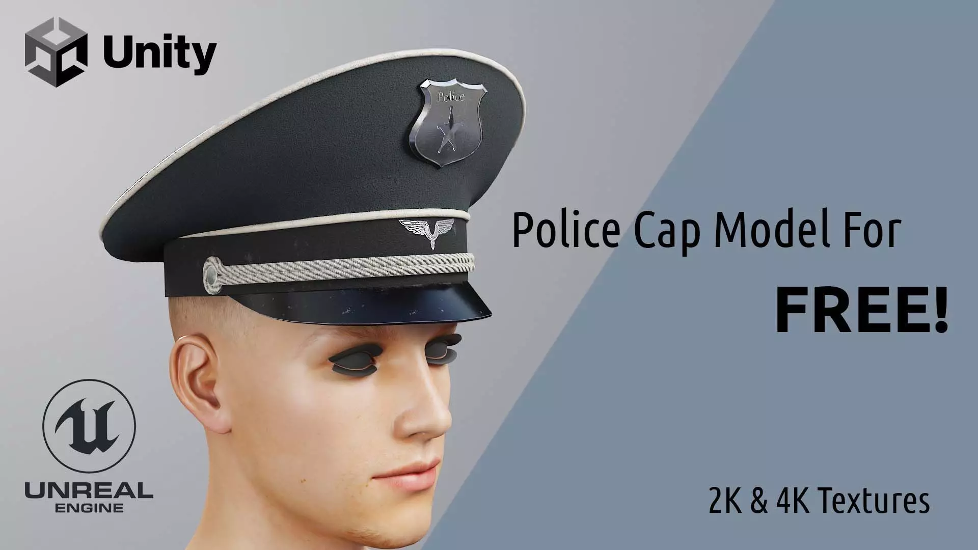 Police Cap Free low-poly 3D model_0