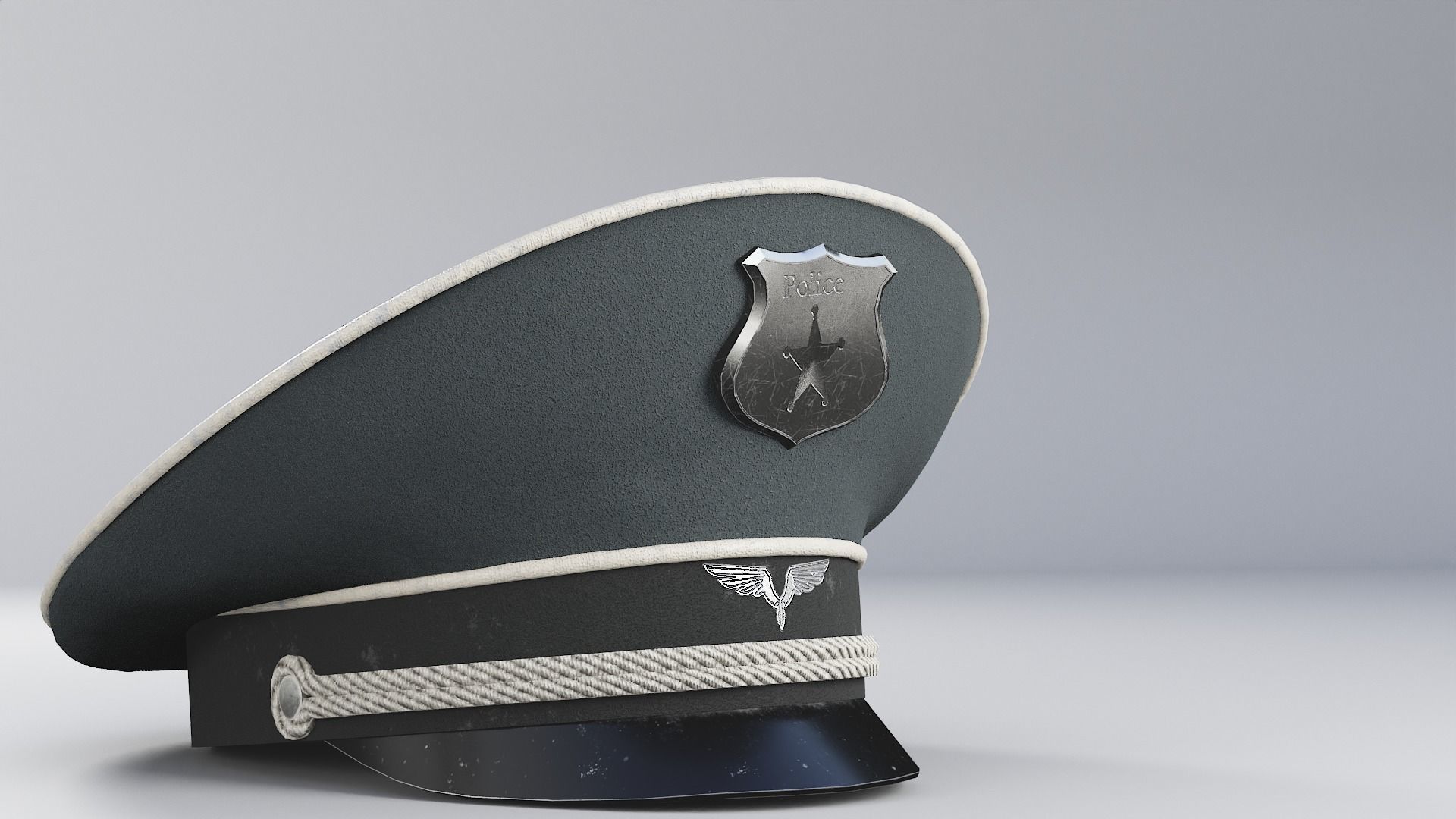 Police Cap Free low-poly 3D model_3