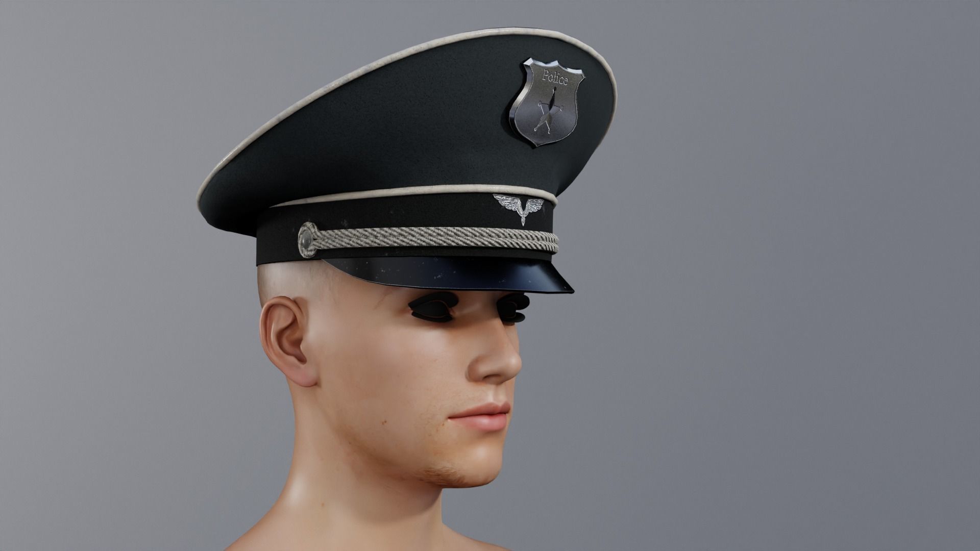 Police Cap Free low-poly 3D model_7