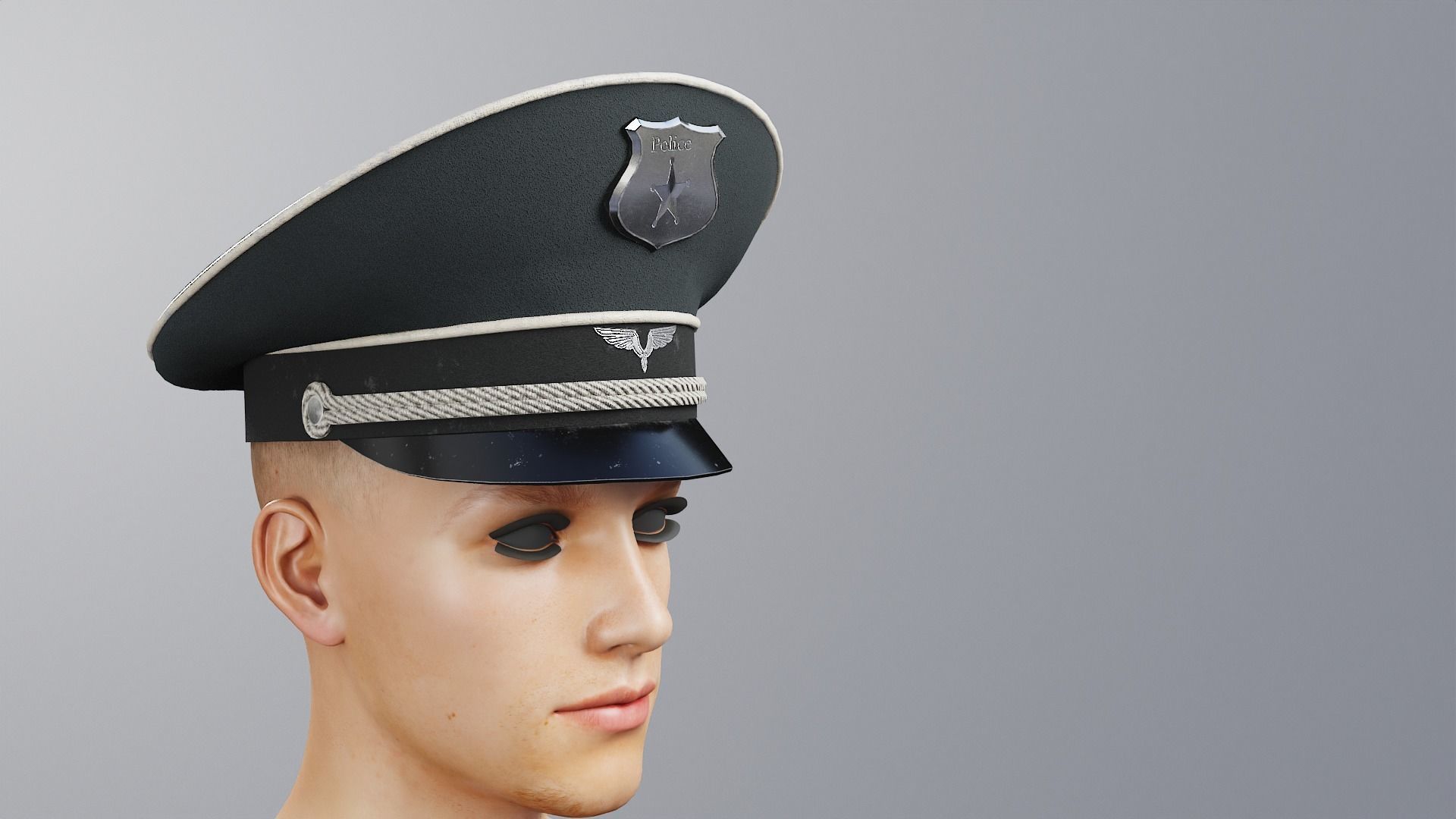 Police Cap Free low-poly 3D model_2