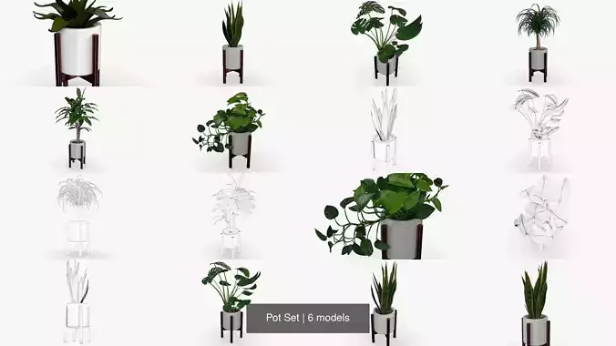 Pot Set 3D Model Collection