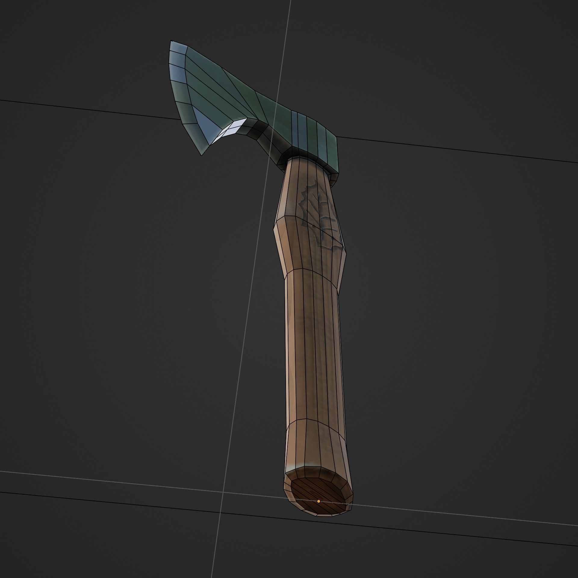 Viking Battle Axe with print on handle Free low-poly 3D model_7