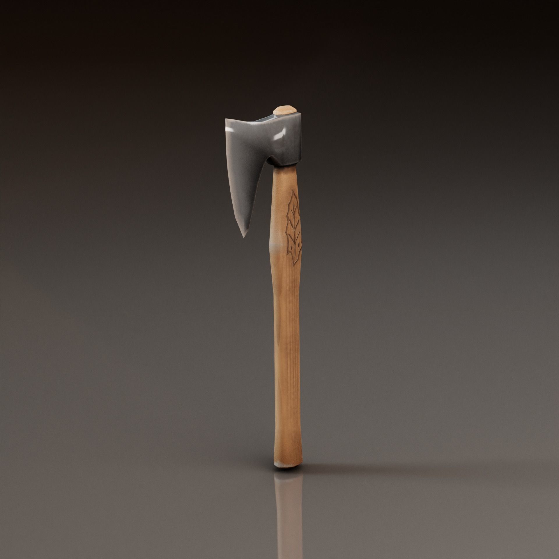 Viking Battle Axe with print on handle Free low-poly 3D model_3