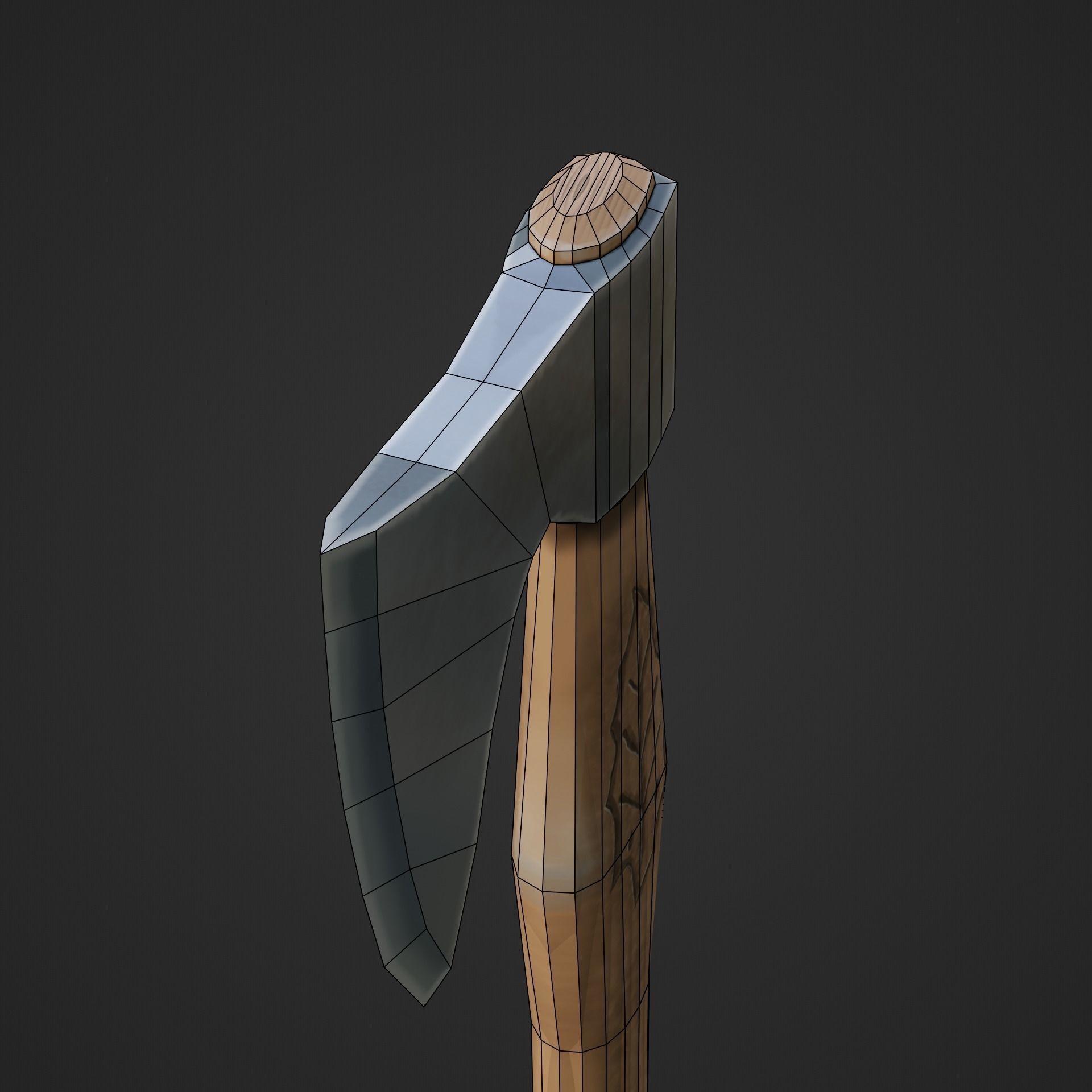 Viking Battle Axe with print on handle Free low-poly 3D model_5