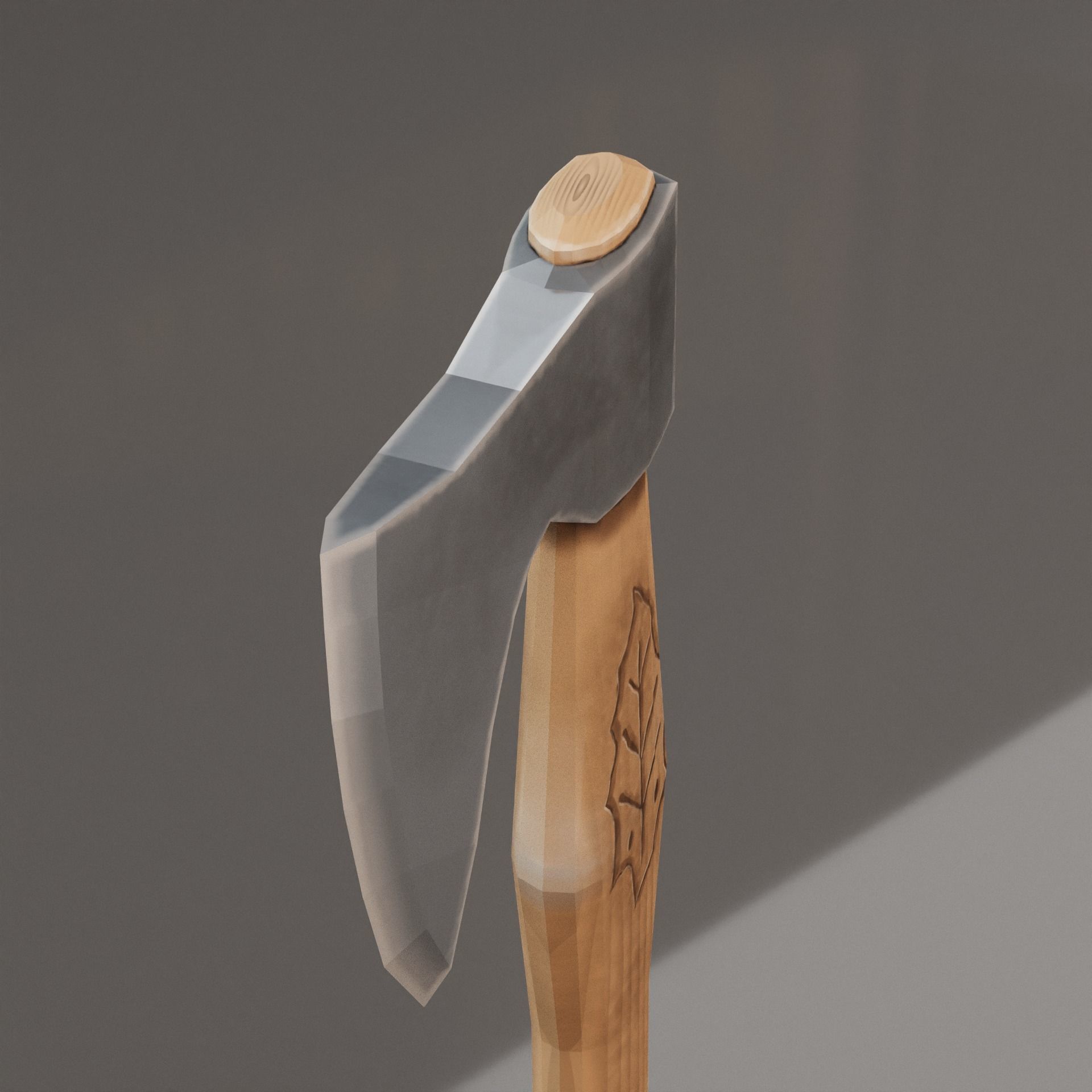 Viking Battle Axe with print on handle Free low-poly 3D model_6