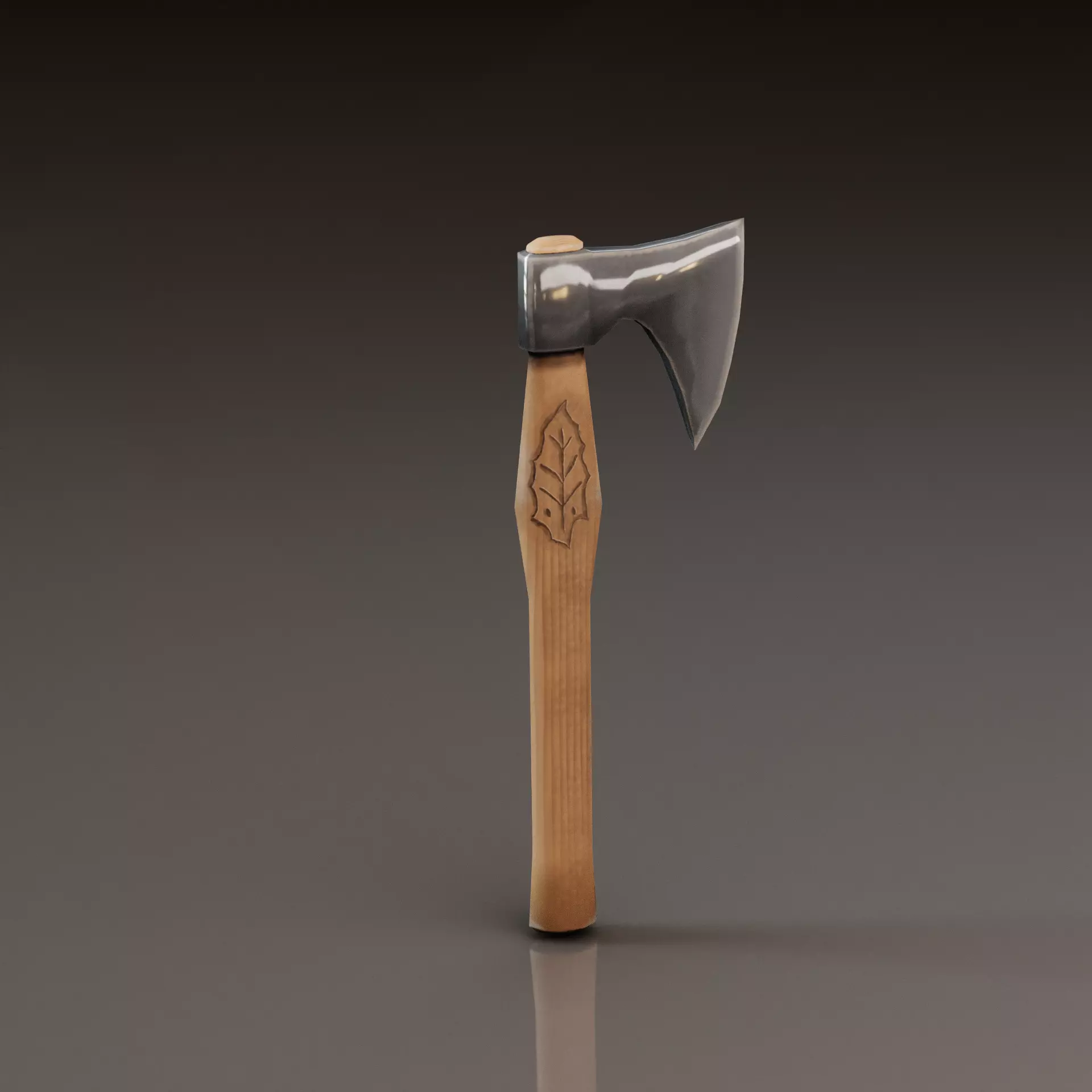 Viking Battle Axe with print on handle Free low-poly 3D model_0