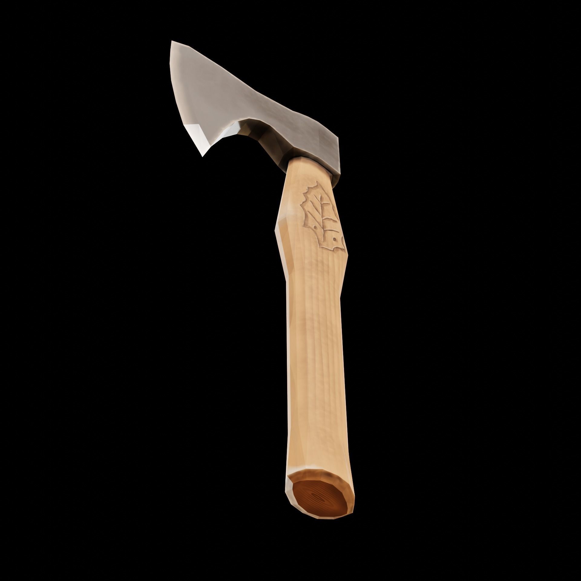 Viking Battle Axe with print on handle Free low-poly 3D model_8