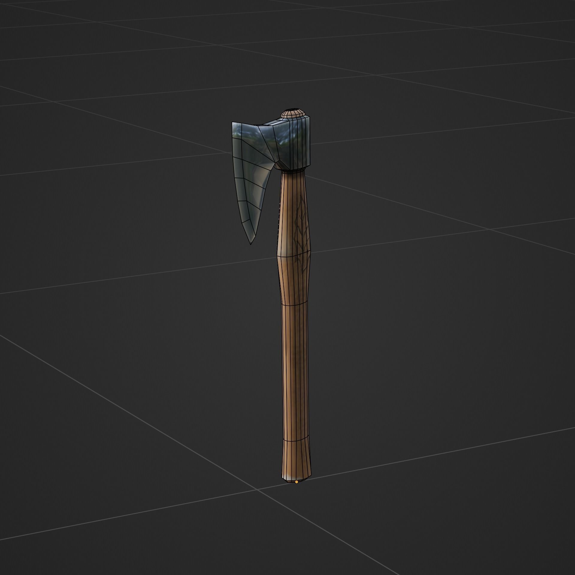 Viking Battle Axe with print on handle Free low-poly 3D model_4