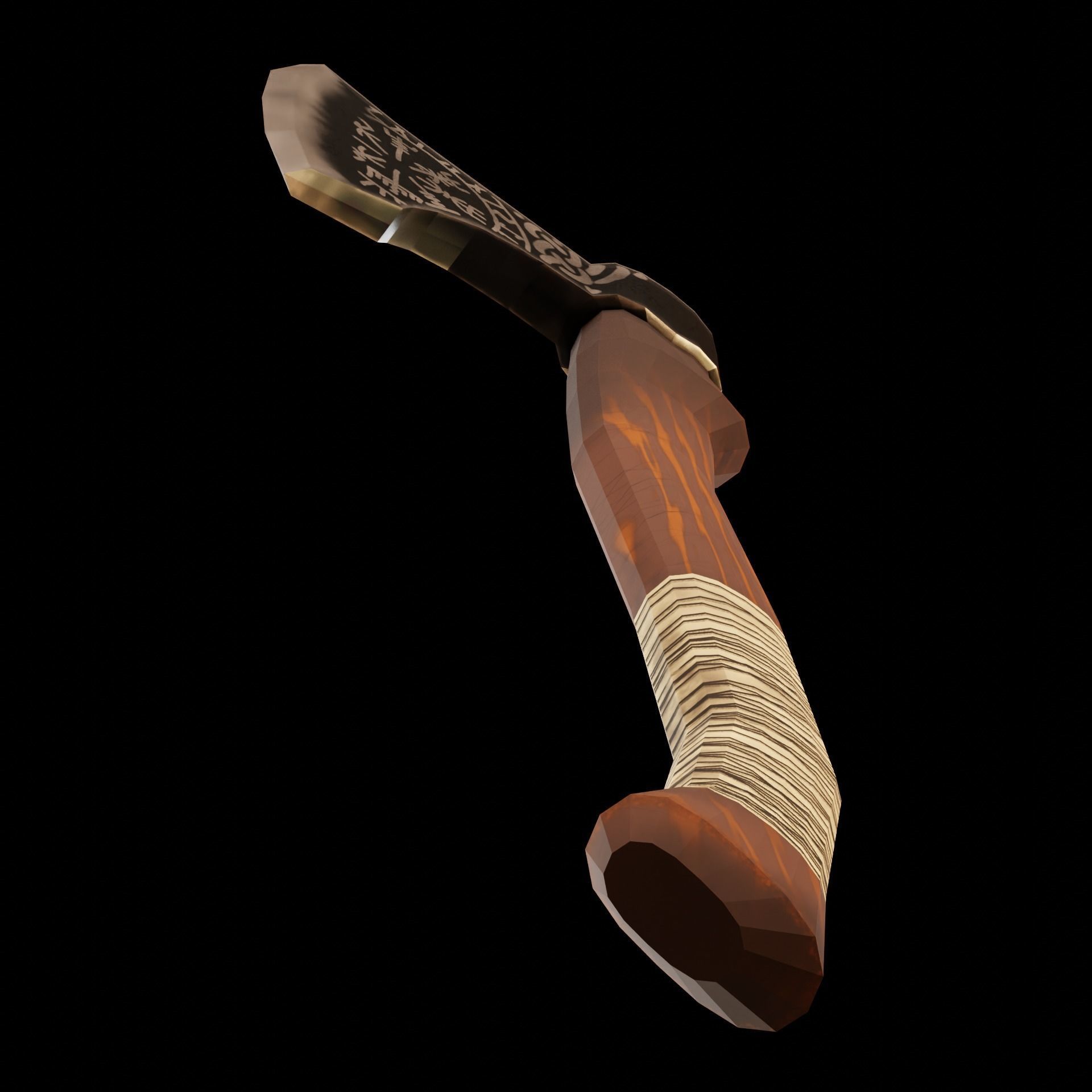 Viking Battle Axe with print on blade Free low-poly 3D model_8