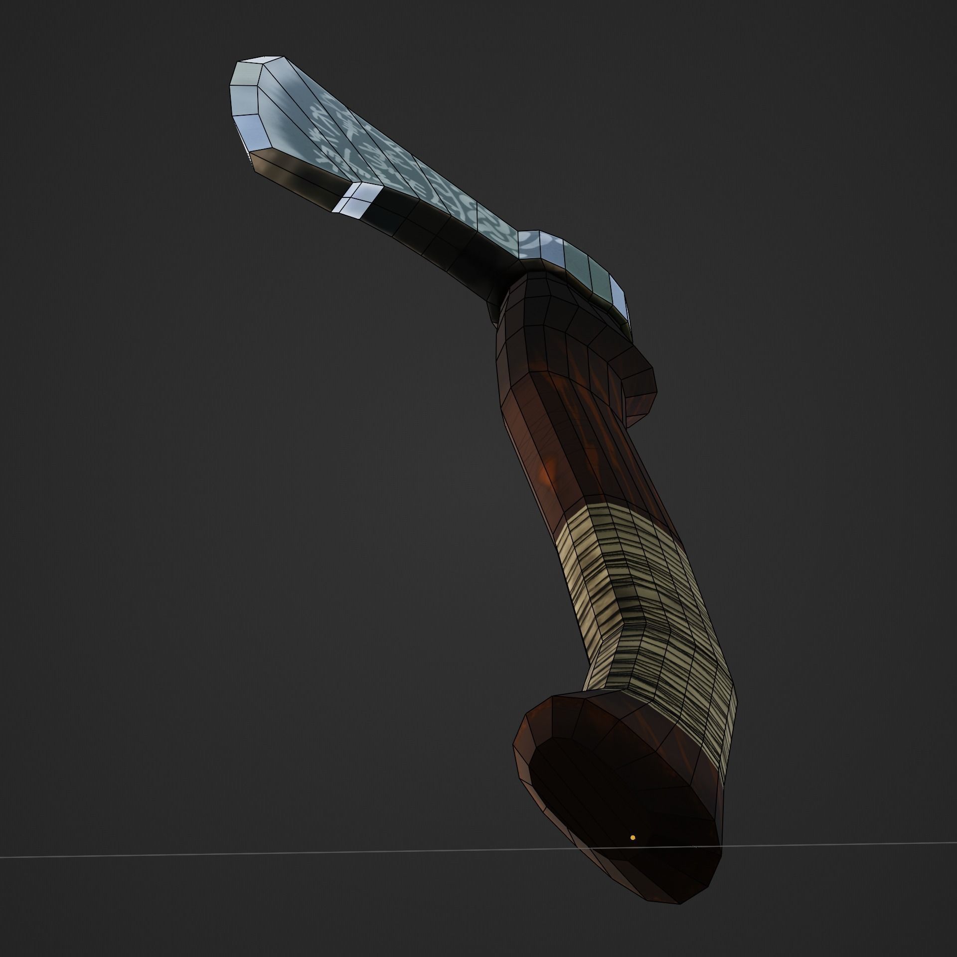 Viking Battle Axe with print on blade Free low-poly 3D model_7
