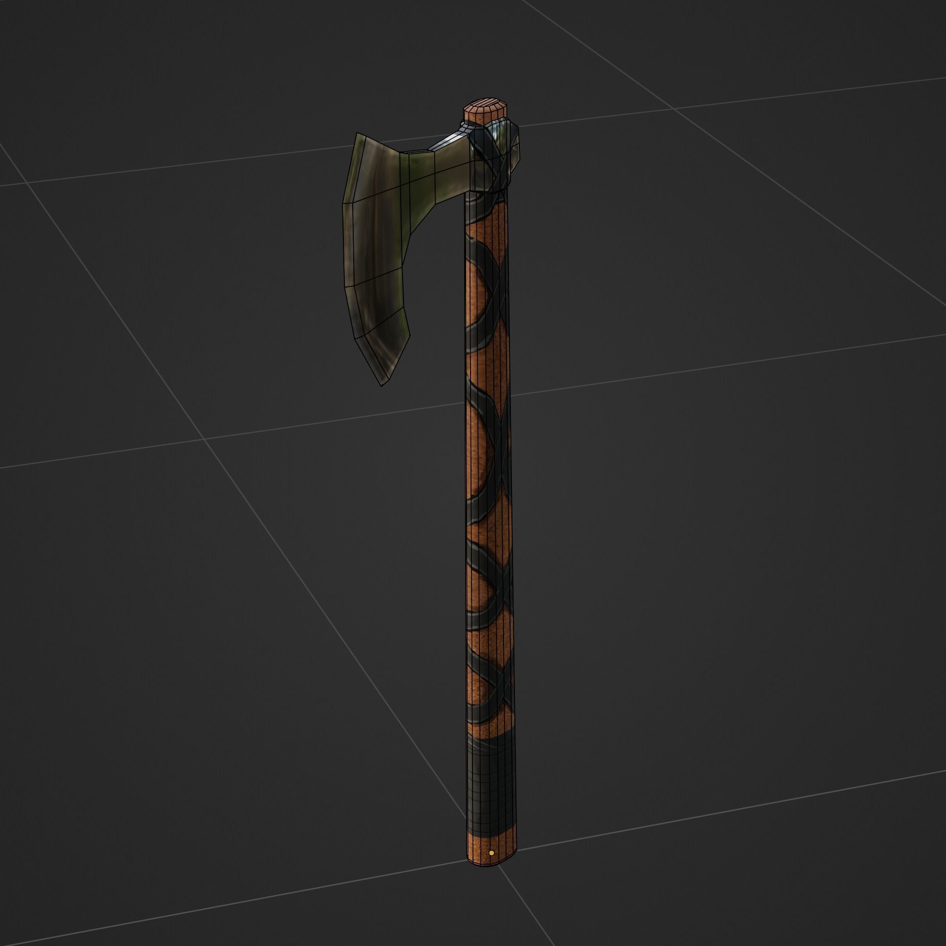 Viking Battle Axe with black stripes Free low-poly 3D model_3