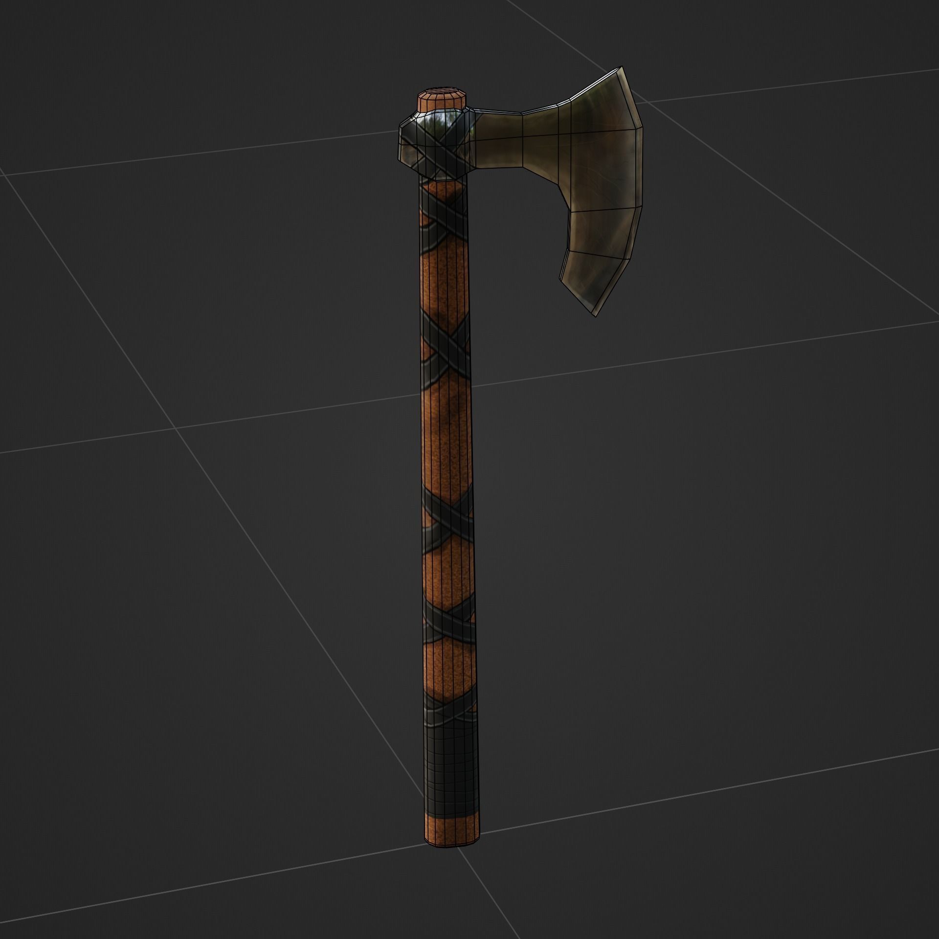 Viking Battle Axe with black stripes Free low-poly 3D model_2