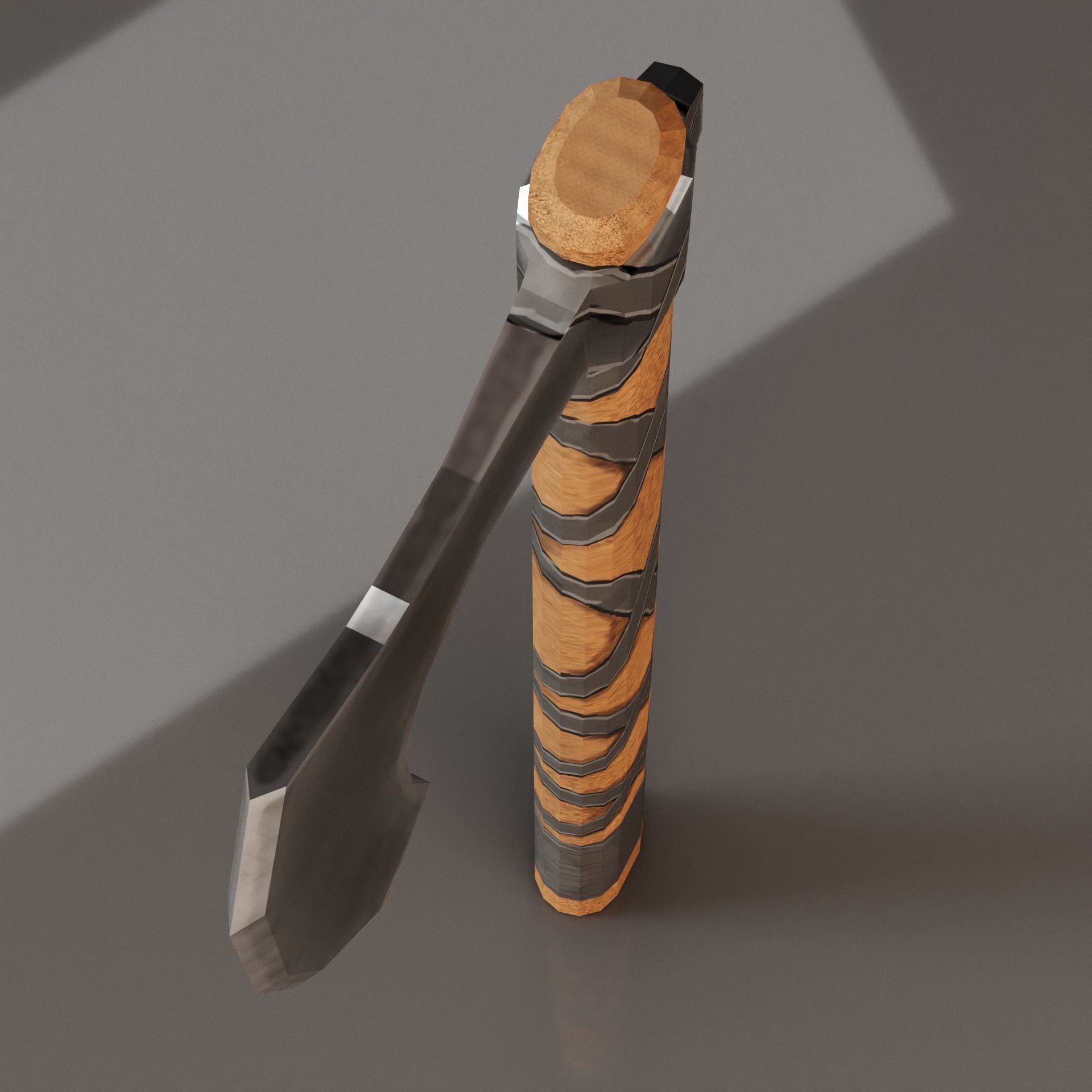 Viking Battle Axe with black stripes Free low-poly 3D model_6