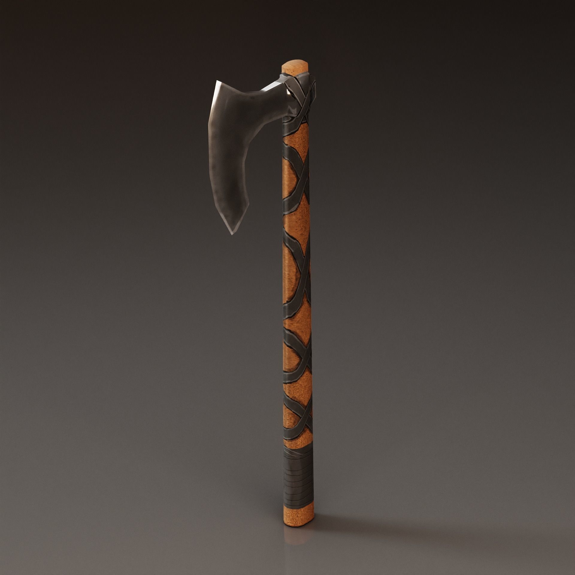 Viking Battle Axe with black stripes Free low-poly 3D model_4