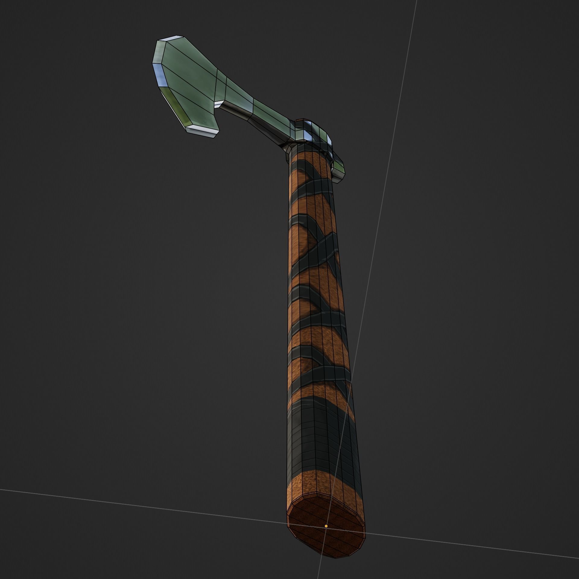 Viking Battle Axe with black stripes Free low-poly 3D model_7