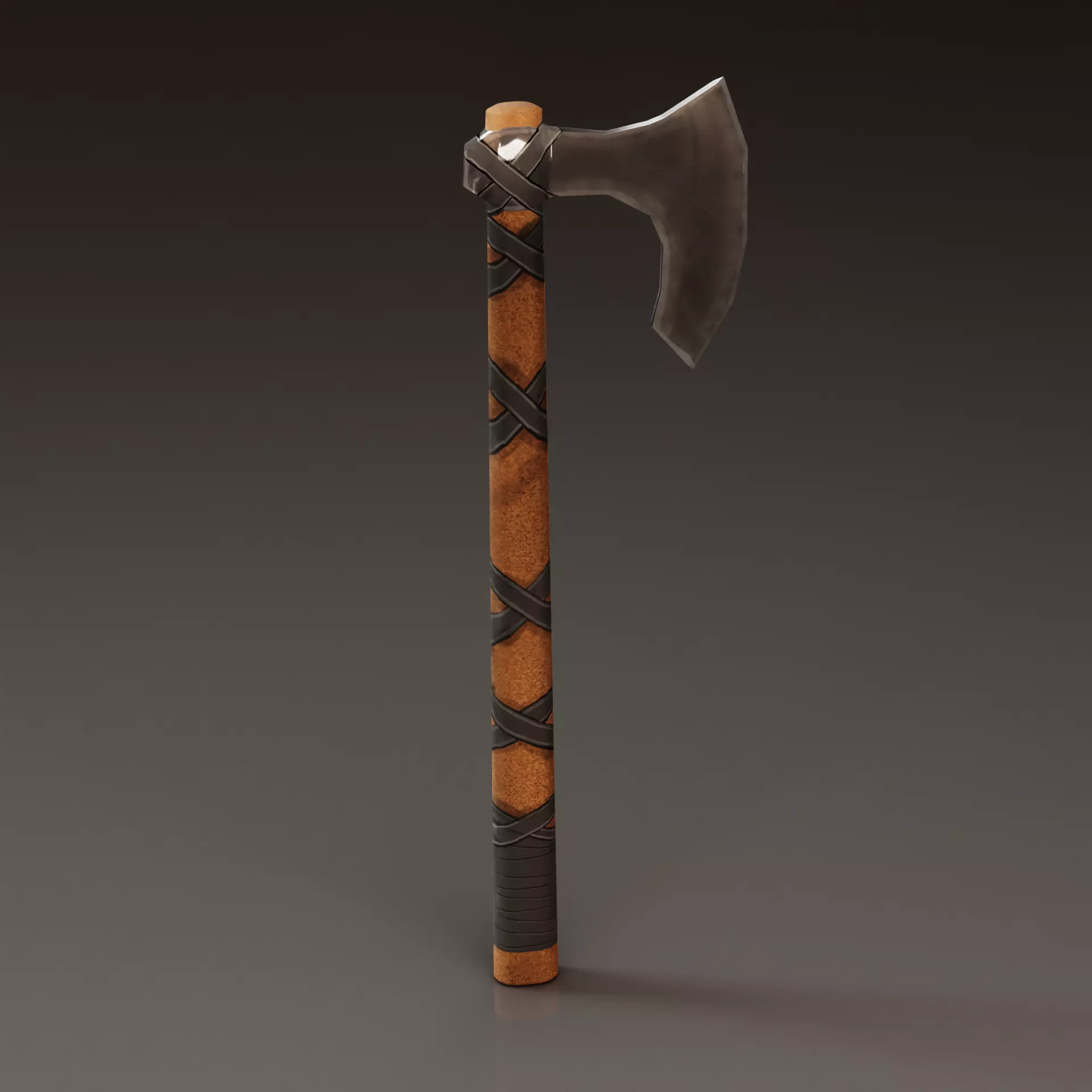 Viking Battle Axe with black stripes Free low-poly 3D model_0