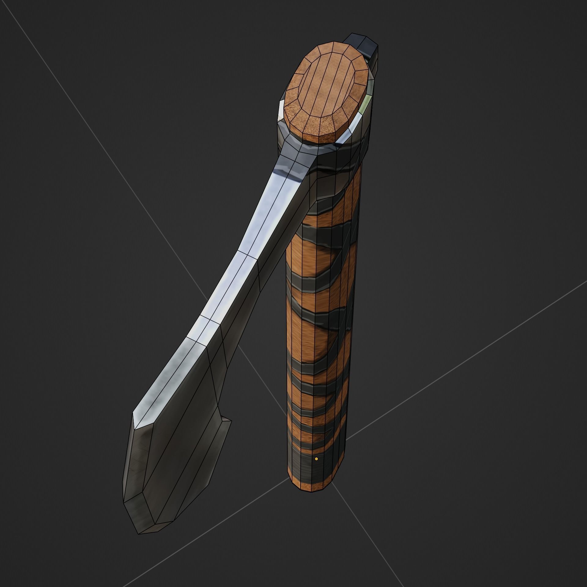 Viking Battle Axe with black stripes Free low-poly 3D model_5