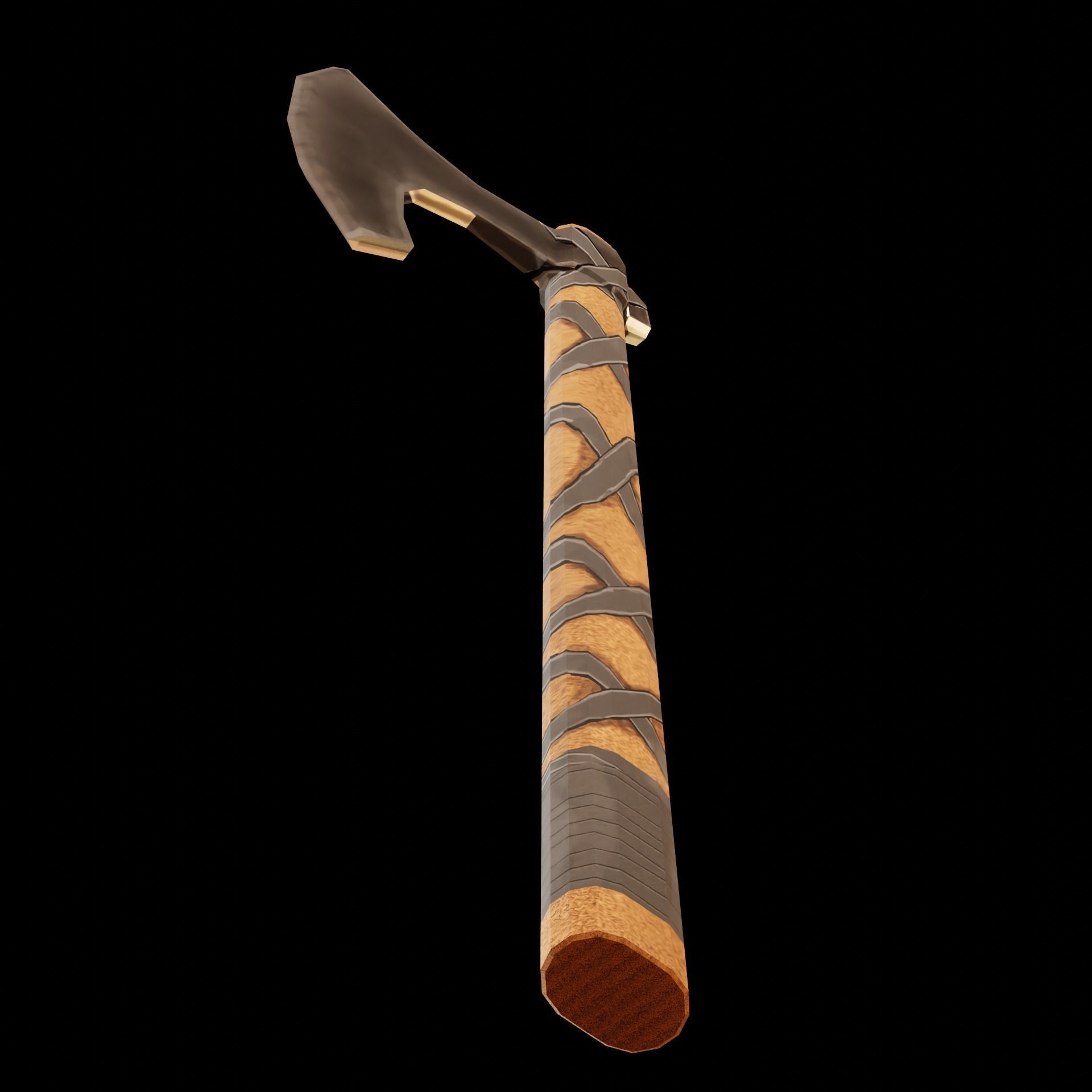 Viking Battle Axe with black stripes Free low-poly 3D model_8