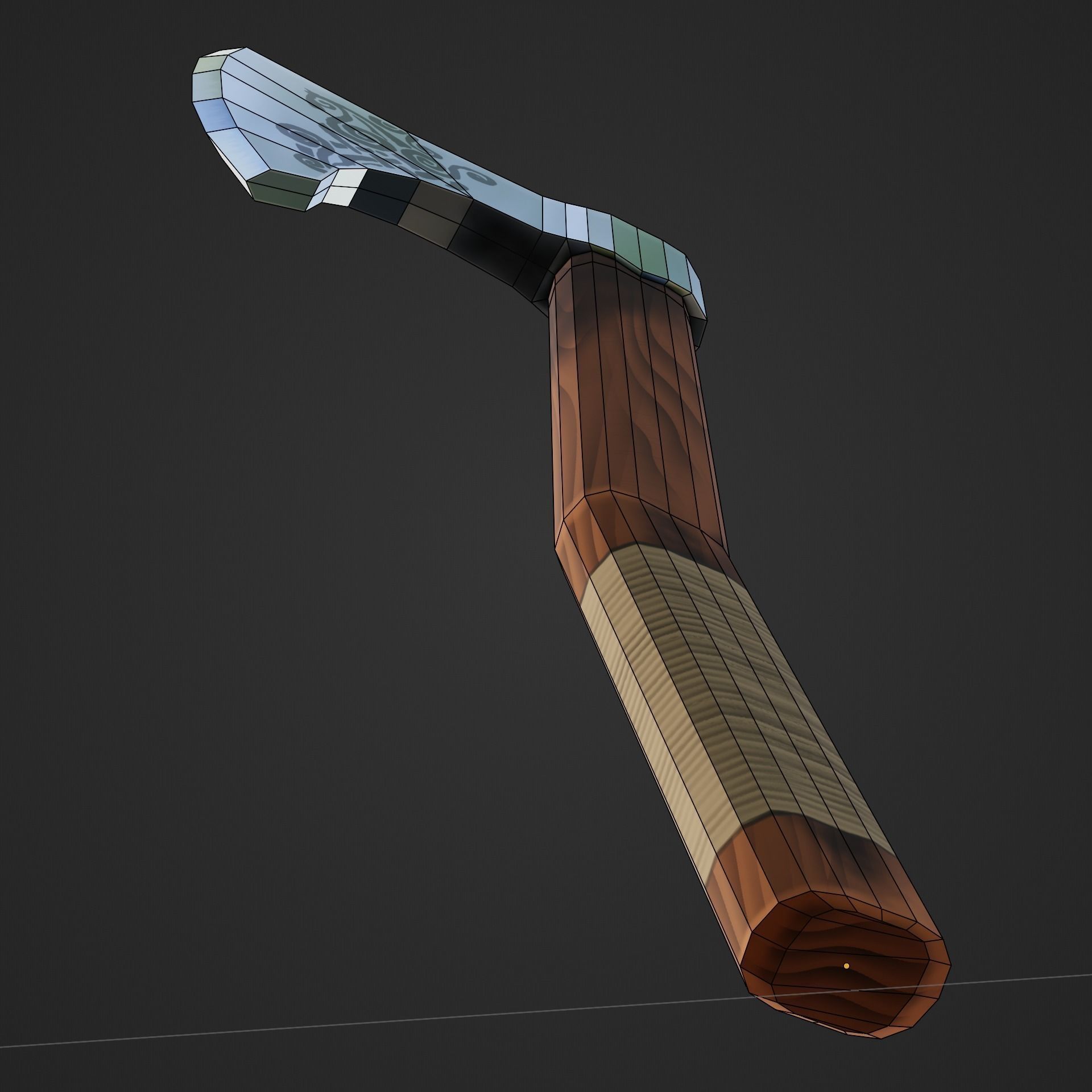 Viking Battle Axe with curved handle Free low-poly 3D model_7