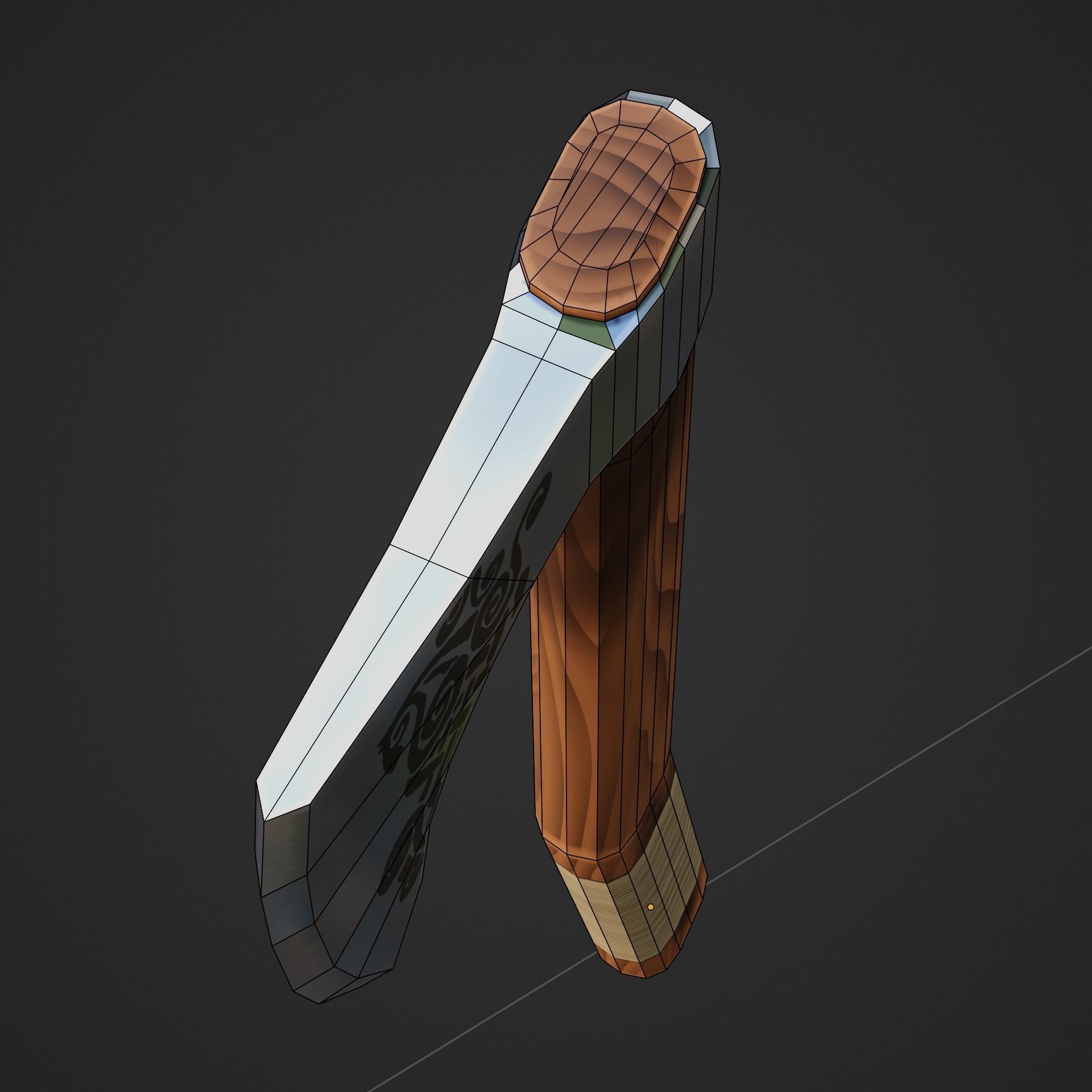Viking Battle Axe with curved handle Free low-poly 3D model_5