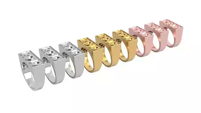 2010 - 2019 Ring Set with and without gallery Size 5 - 9 US 3D Model Collection