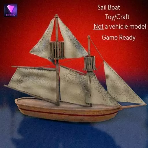 Sail Boat Asset Low-poly 3D model_0