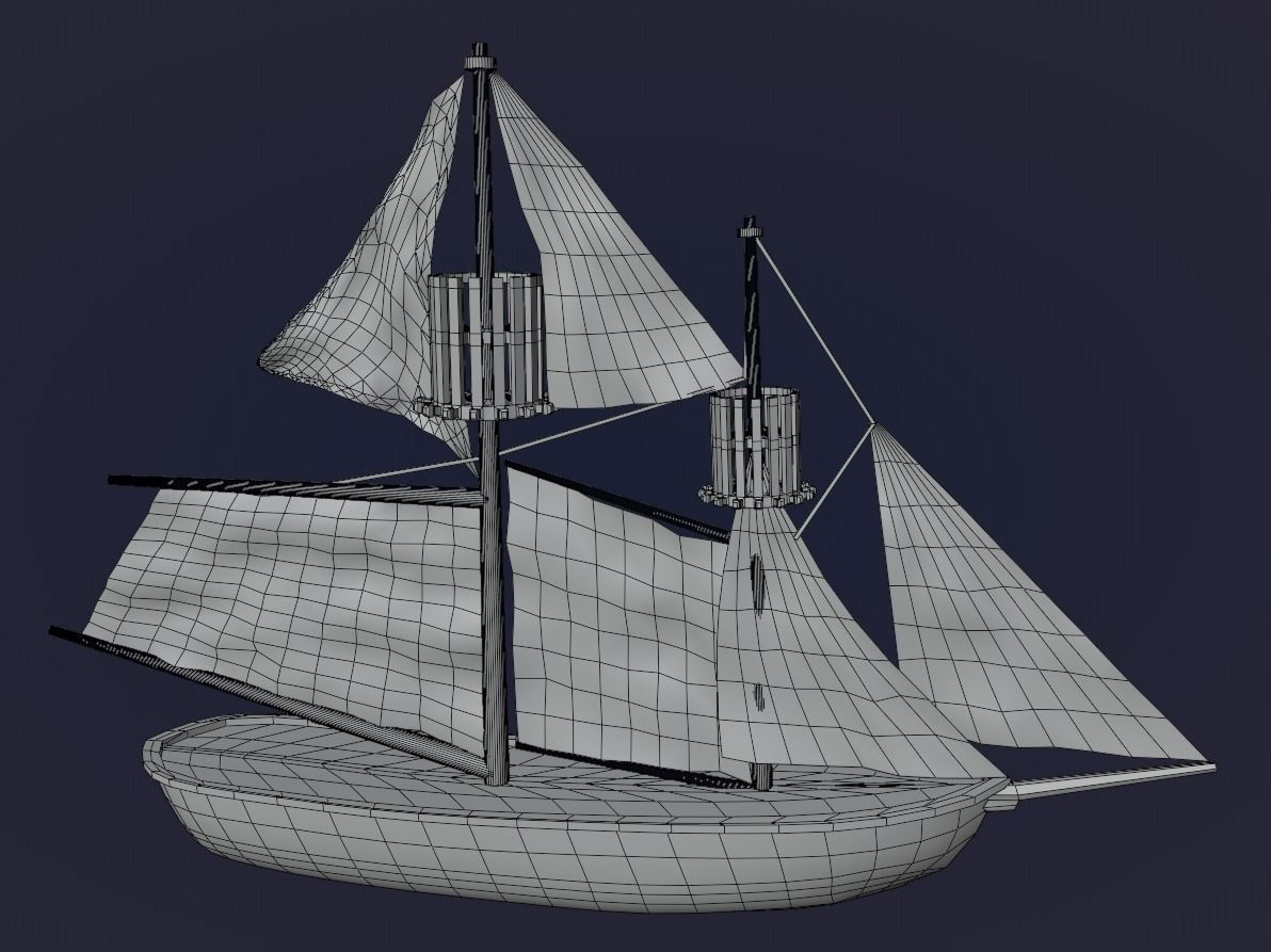 Sail Boat Asset Low-poly 3D model_1