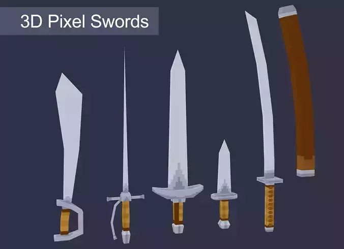 3D Pixel Swords Free low-poly 3D model