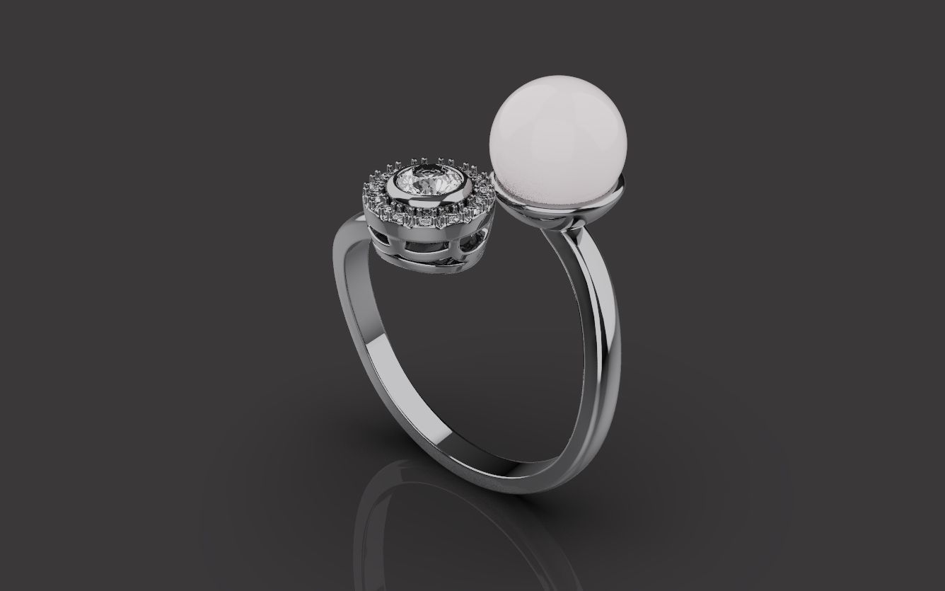 Ring With Pearl 0085 3D print model_12