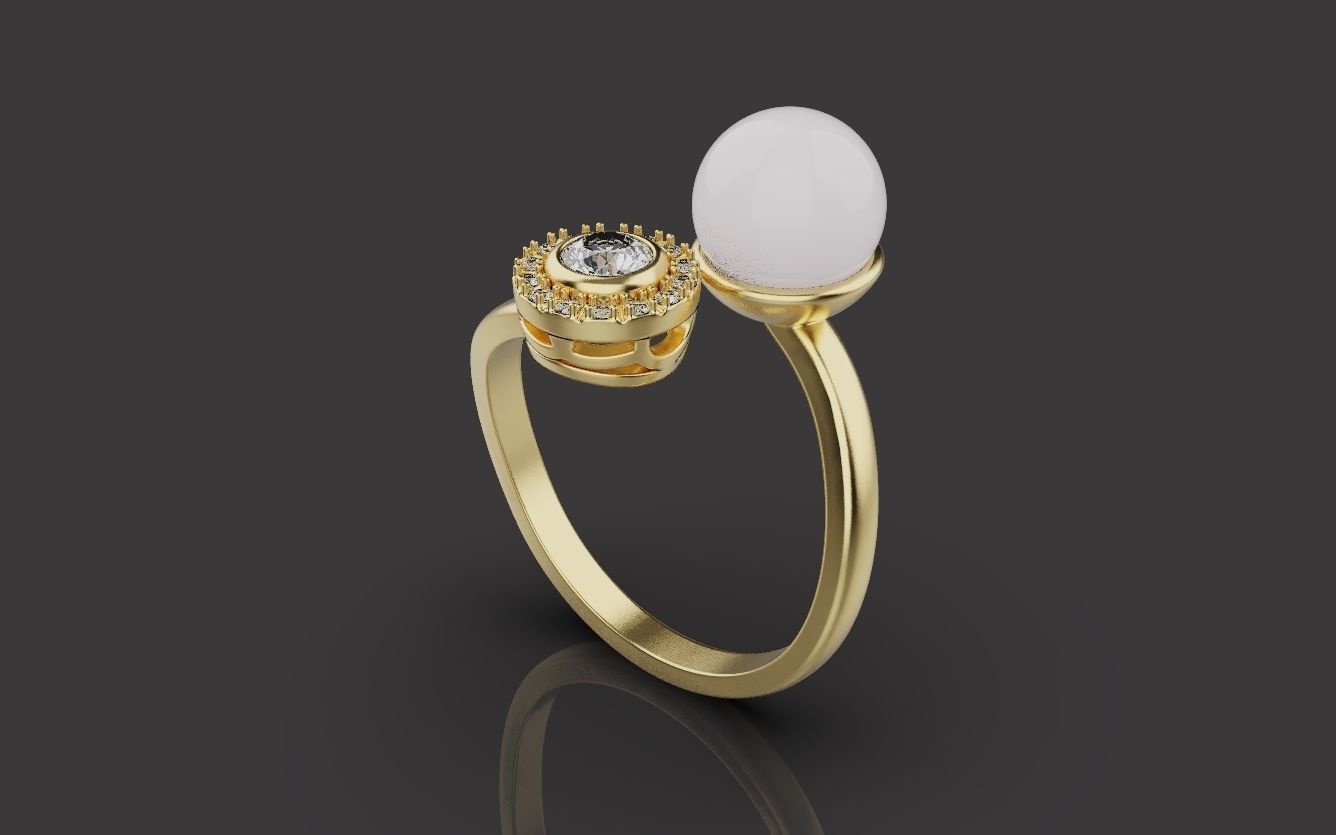Ring With Pearl 0085 3D print model_13