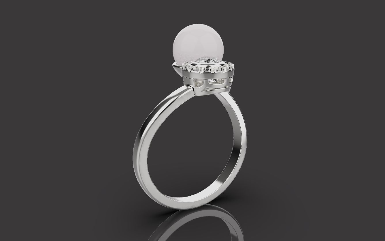 Ring With Pearl 0085 3D print model_10