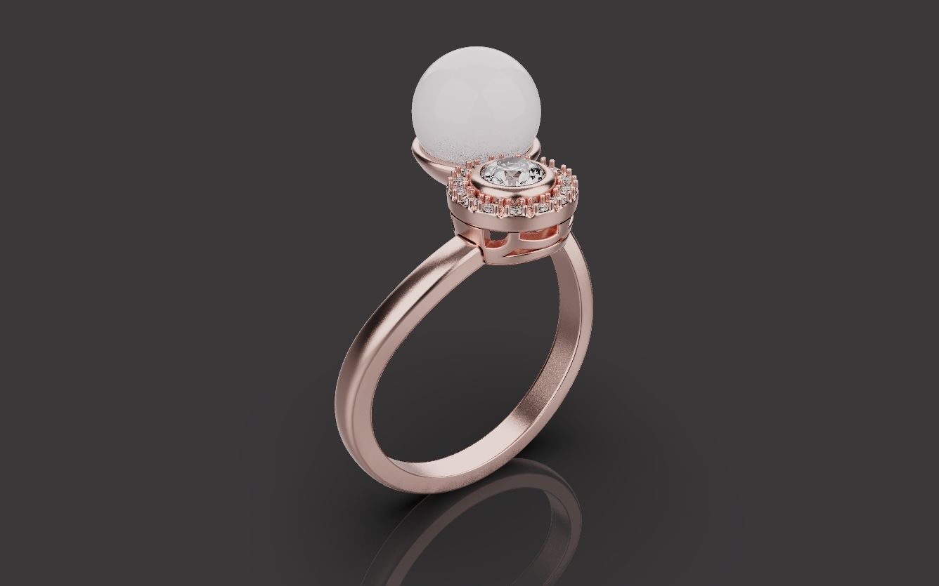 Ring With Pearl 0085 3D print model_7