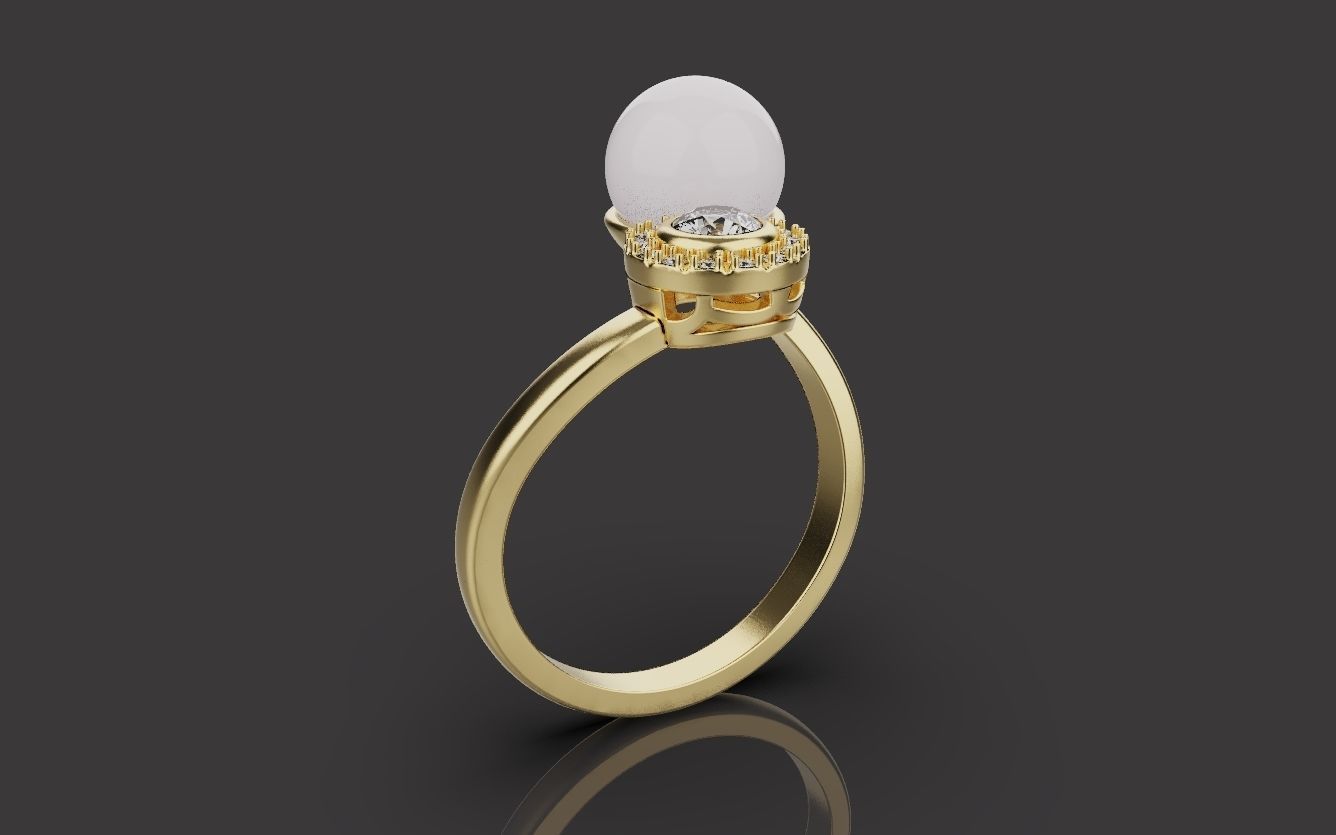 Ring With Pearl 0085 3D print model_15