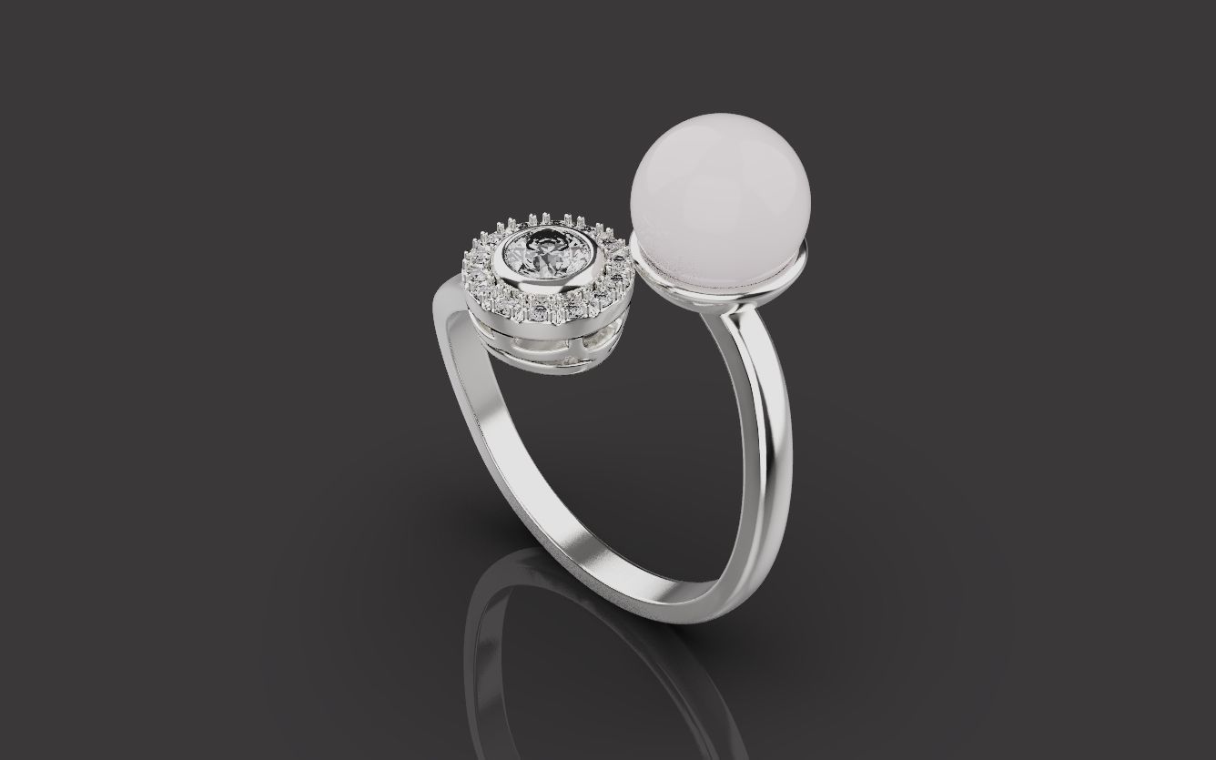 Ring With Pearl 0085 3D print model_8